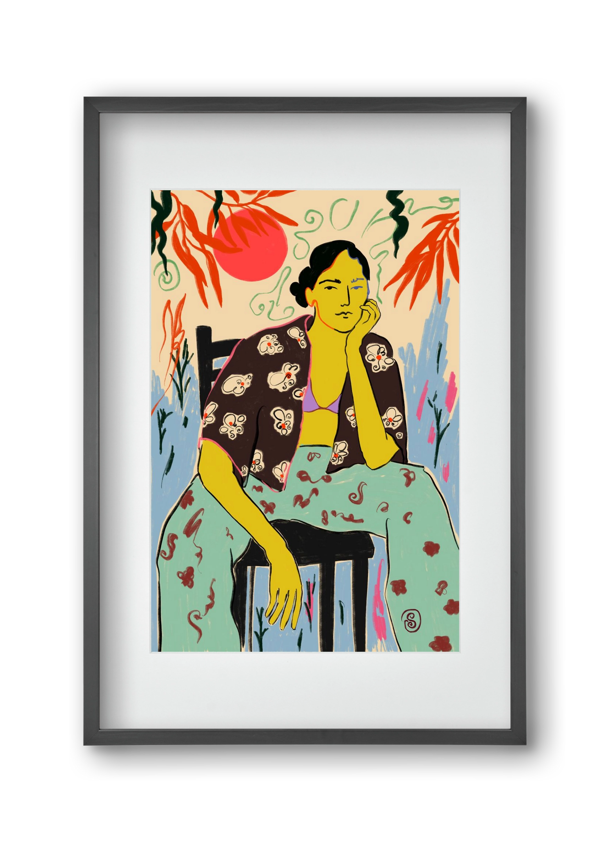 SUN AND WAVES, 30x45 cm (20x30 cm), Fekete keret, paszpartuval