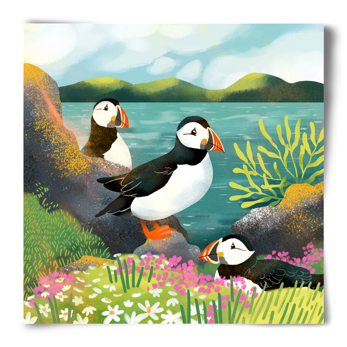 Lundák a parton, 50x50 cm, Keret nélkül