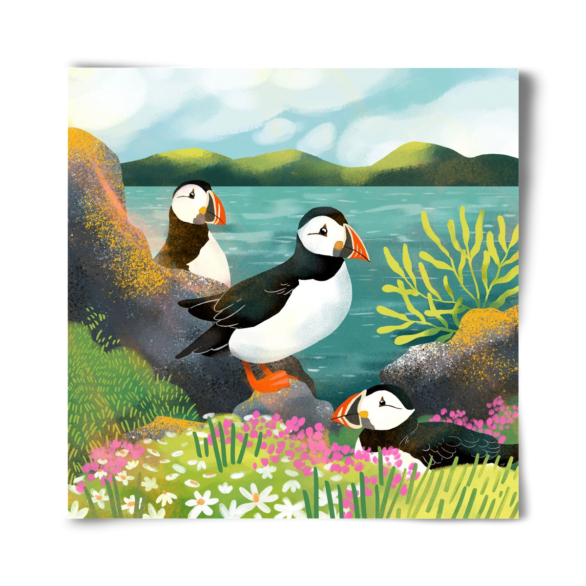 Lundák a parton, 40x40 cm, Keret nélkül