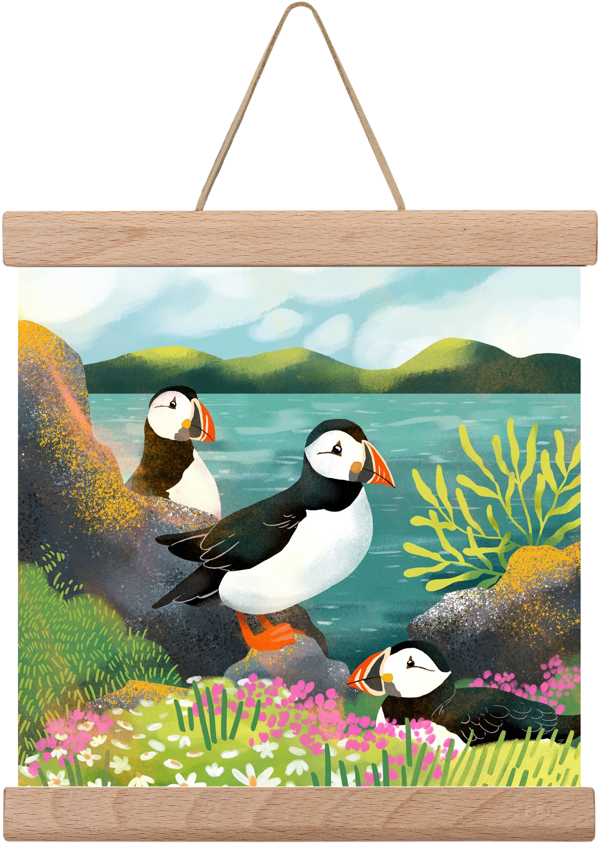 Lundák a parton, 20x20 cm (20x20 cm), Tölgy akasztó