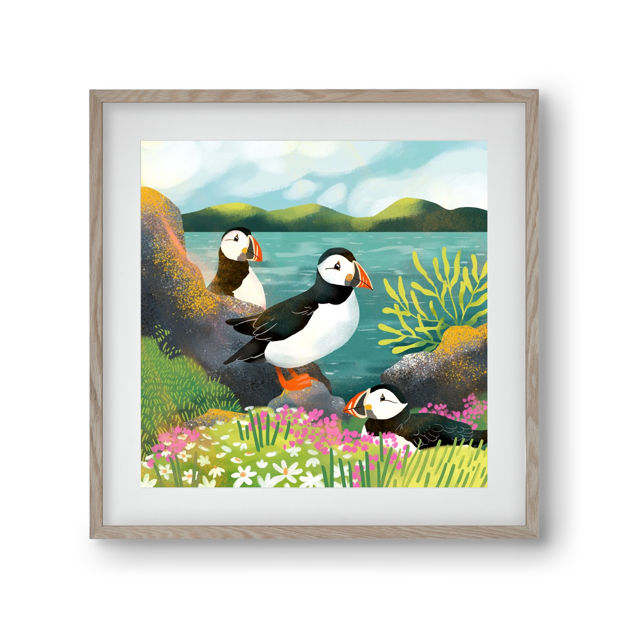 Lundák a parton, 30x30 cm (20x20 cm), Tölgy keret, paszpartuval