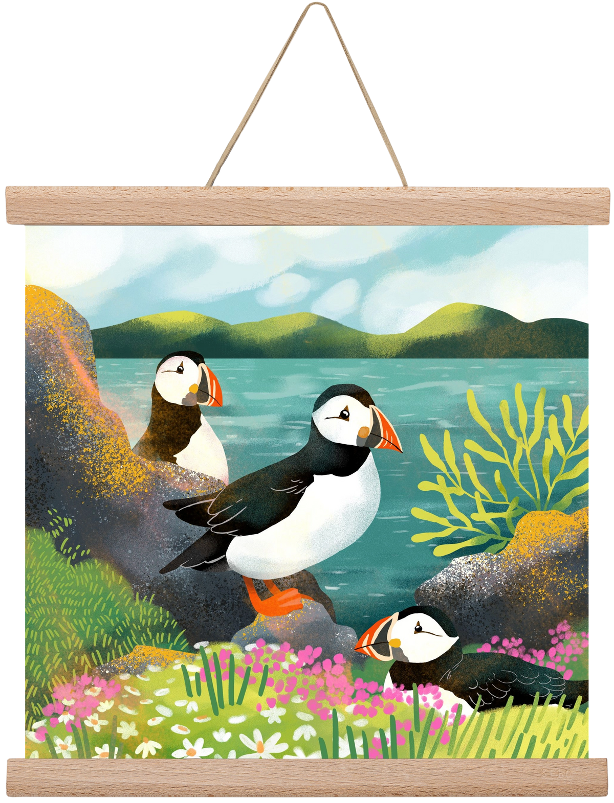 Lundák a parton, 30x30 cm (30x30 cm), Tölgy akasztó