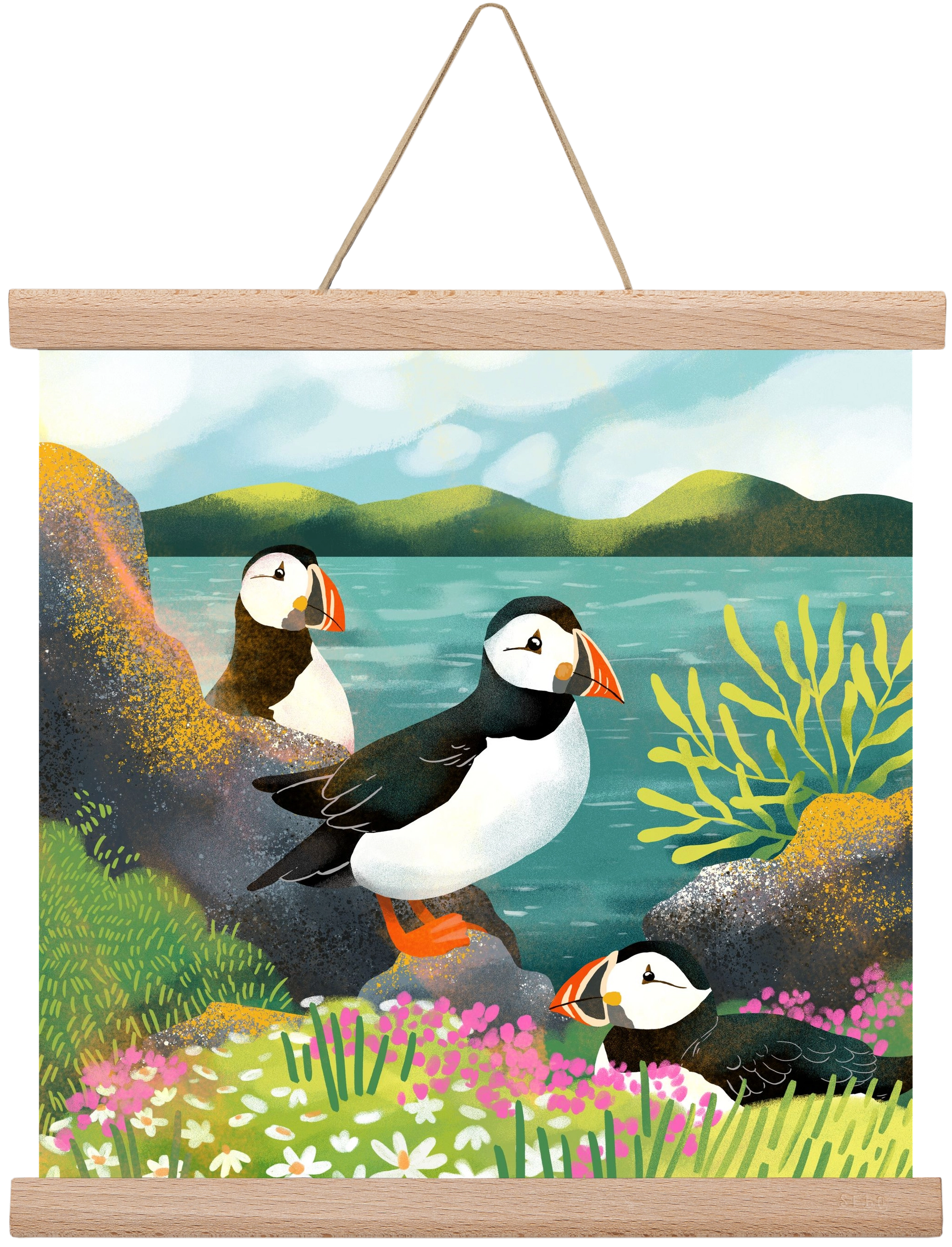 Lundák a parton, 30x30 cm (30x30 cm), Tölgy akasztó