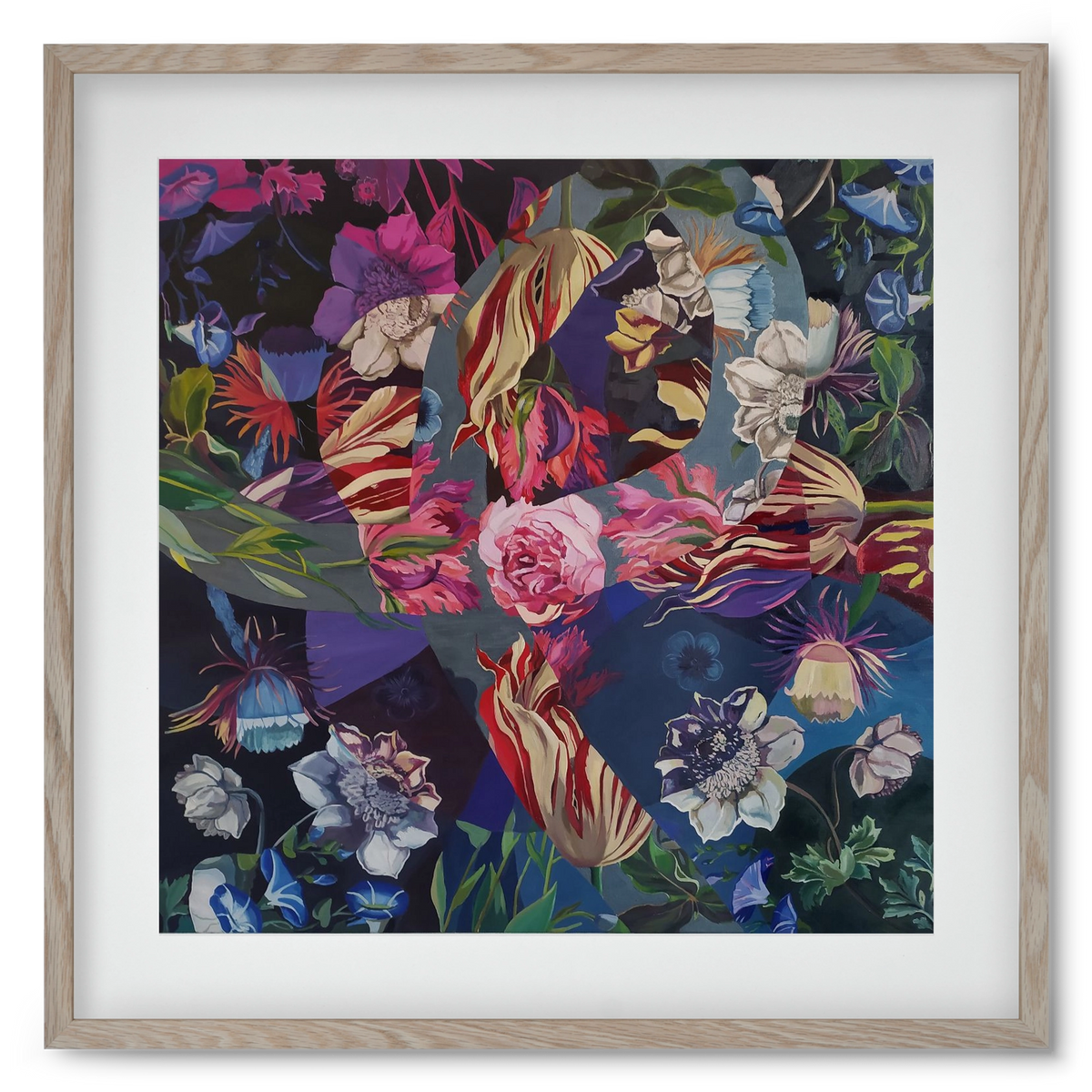 Flowers, 50x50 cm (40x40 cm), Tölgy keret, paszpartuval