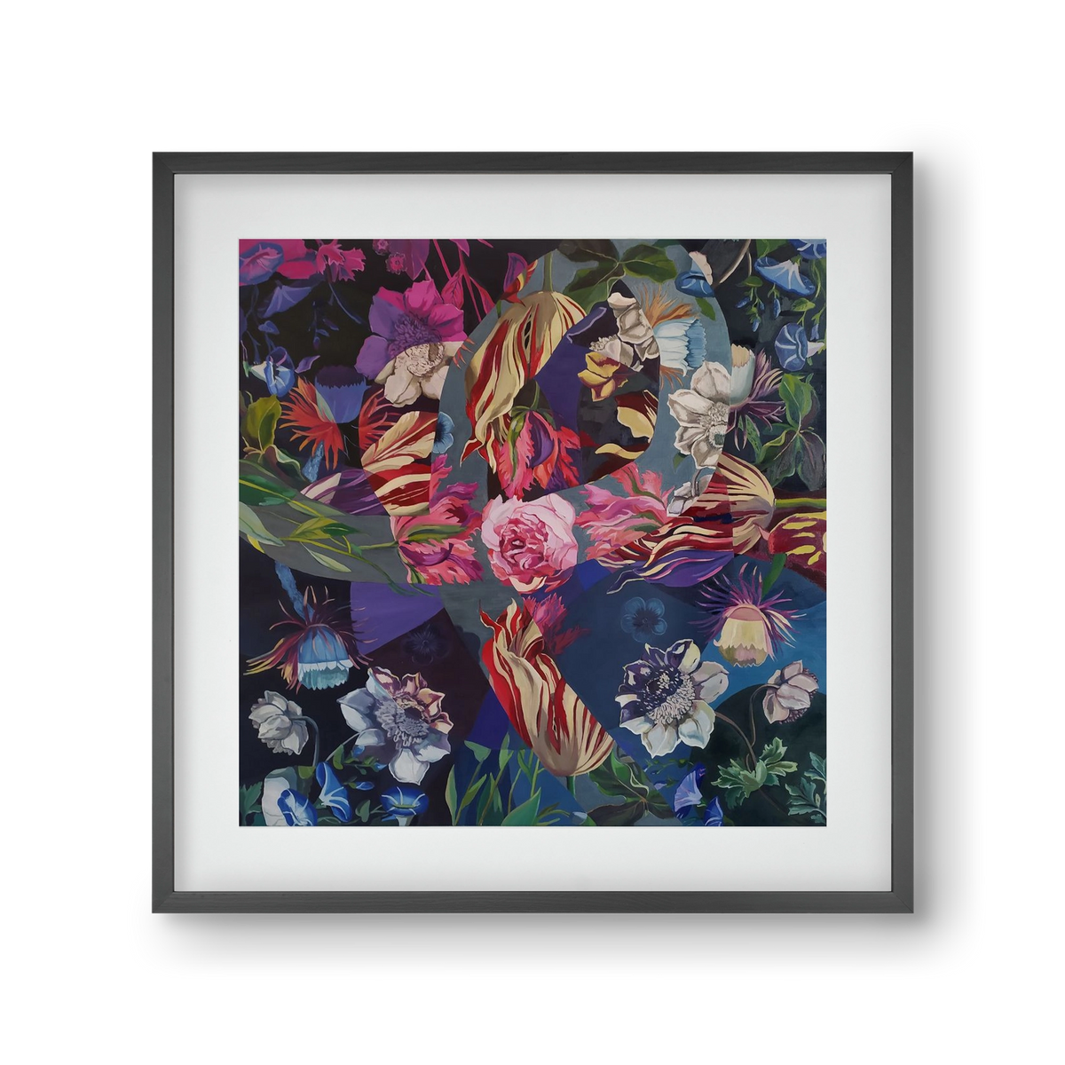 Flowers, 30x30 cm (20x20 cm), Fekete keret, paszpartuval