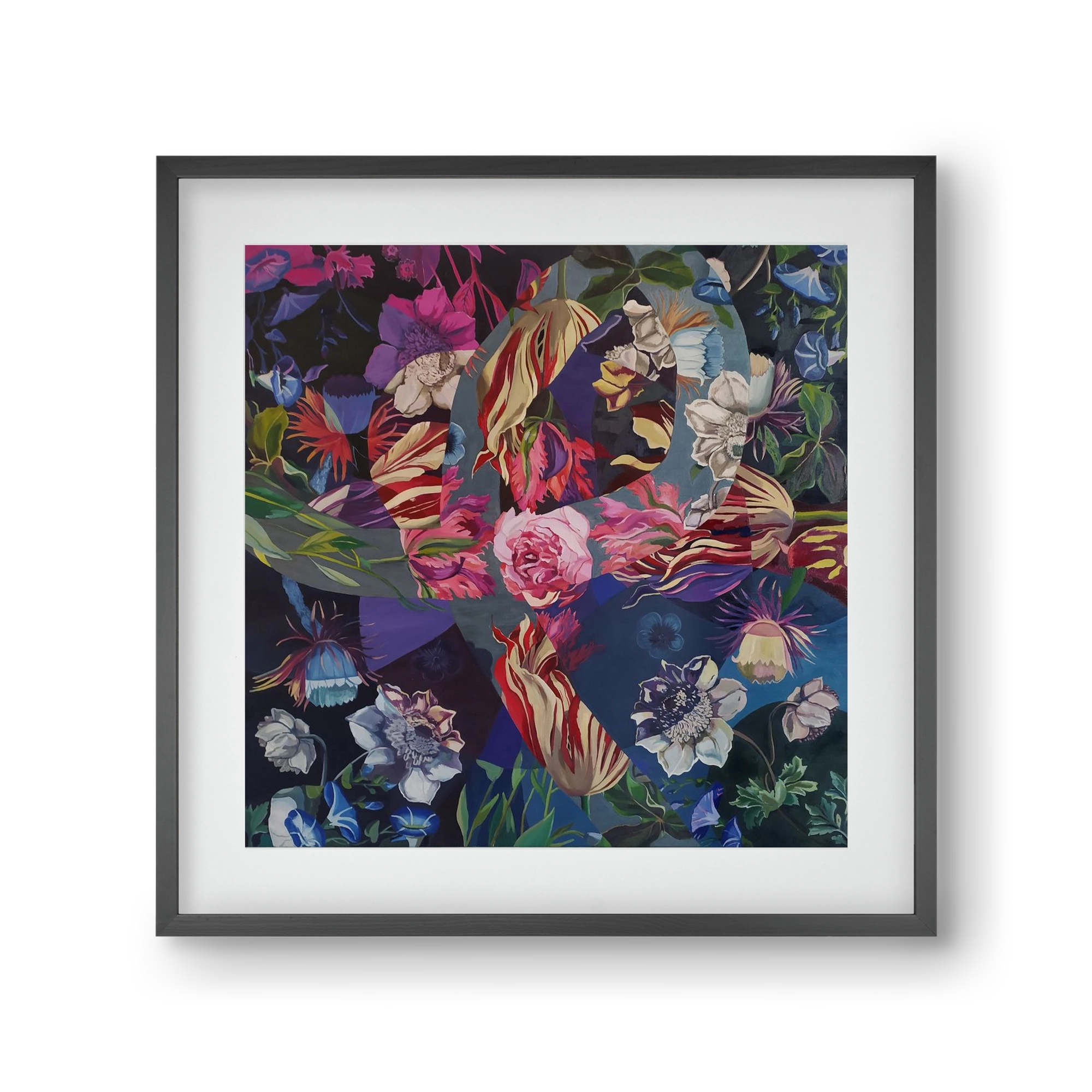 Flowers, 30x30 cm (20x20 cm), Fekete keret, paszpartuval