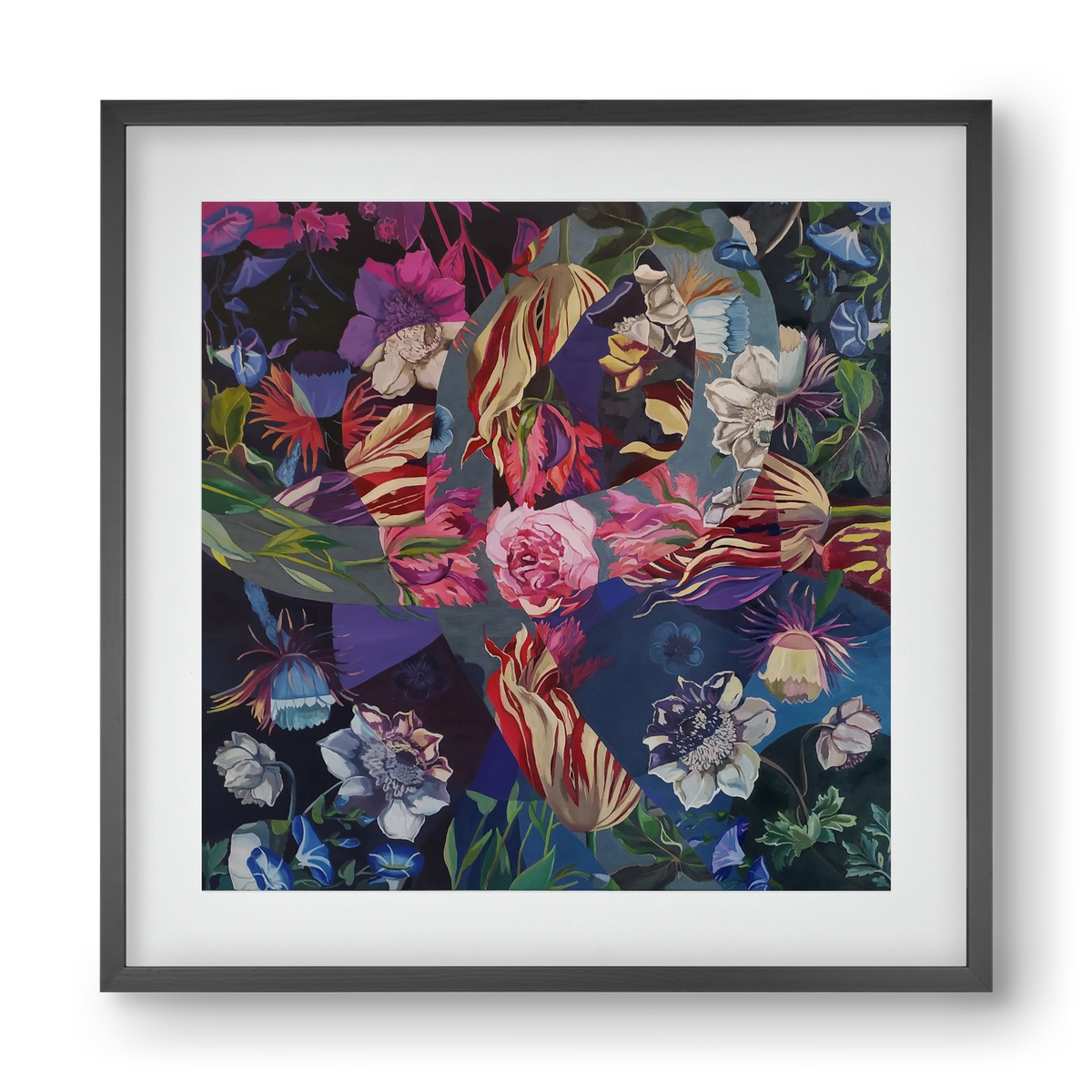 Flowers, 40x40 cm (30x30 cm), Fekete keret, paszpartuval