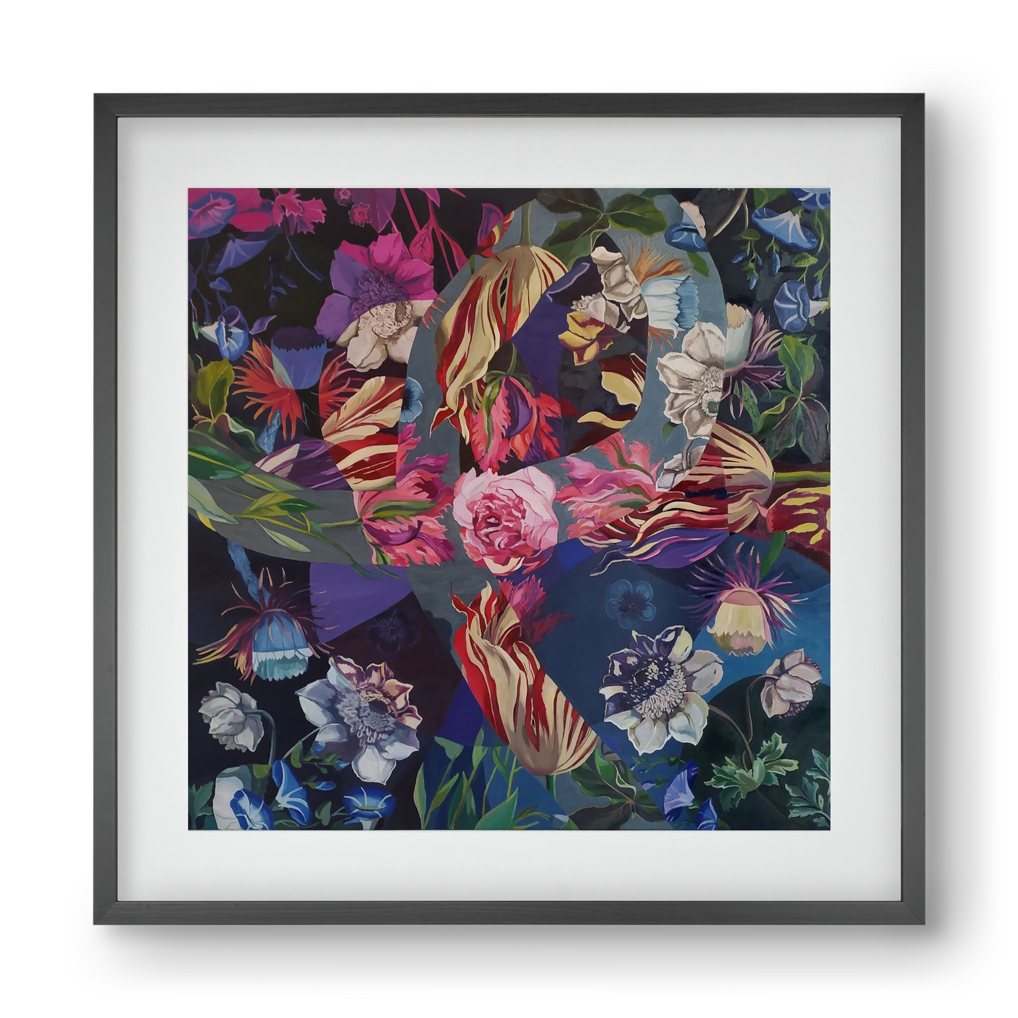 Flowers, 40x40 cm (30x30 cm), Fekete keret, paszpartuval