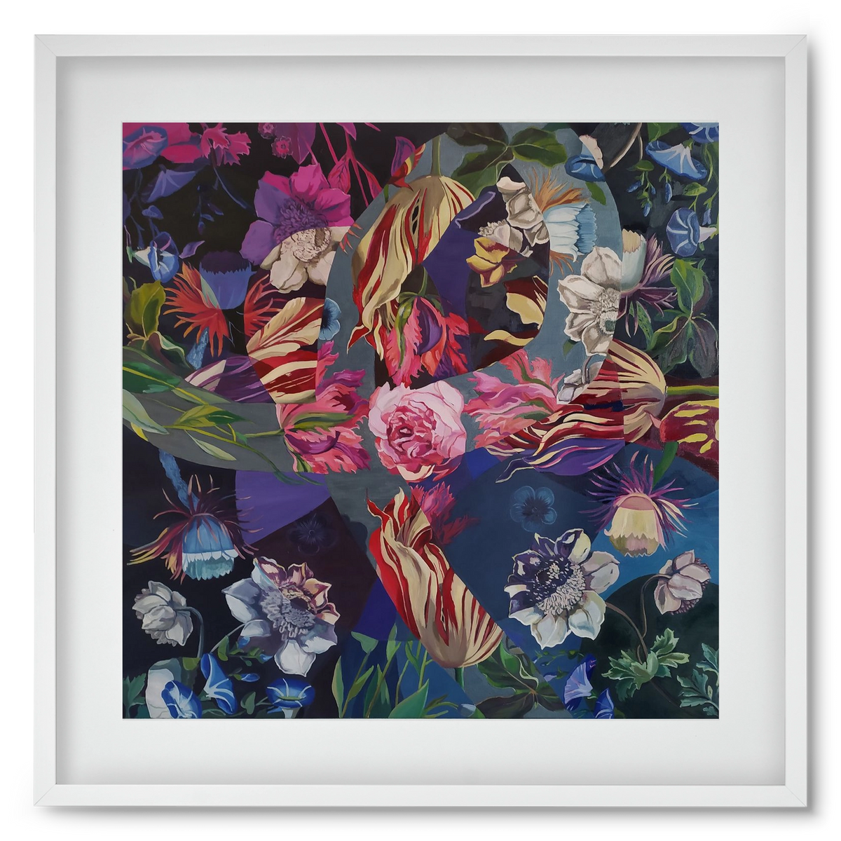 Flowers, 50x50 cm (40x40 cm), Fehér keret, paszpartuval
