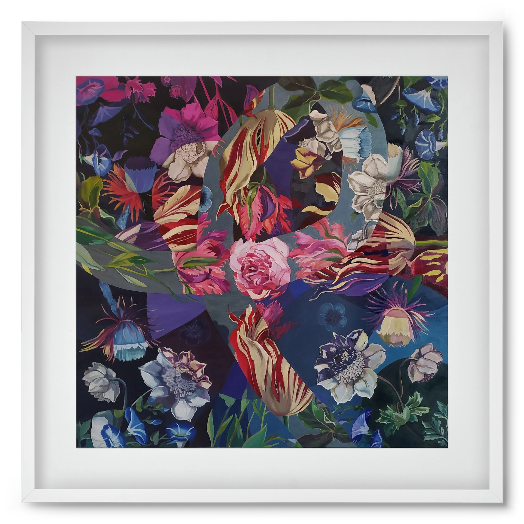 Flowers, 50x50 cm (40x40 cm), Fehér keret, paszpartuval