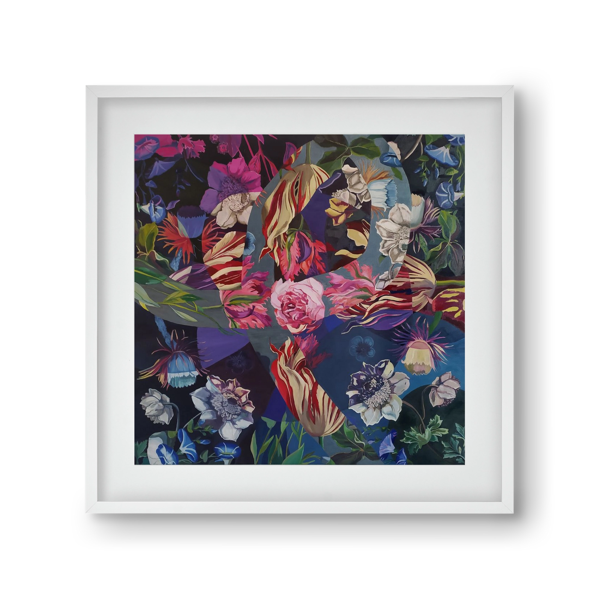 Flowers, 30x30 cm (20x20 cm), Fehér keret, paszpartuval