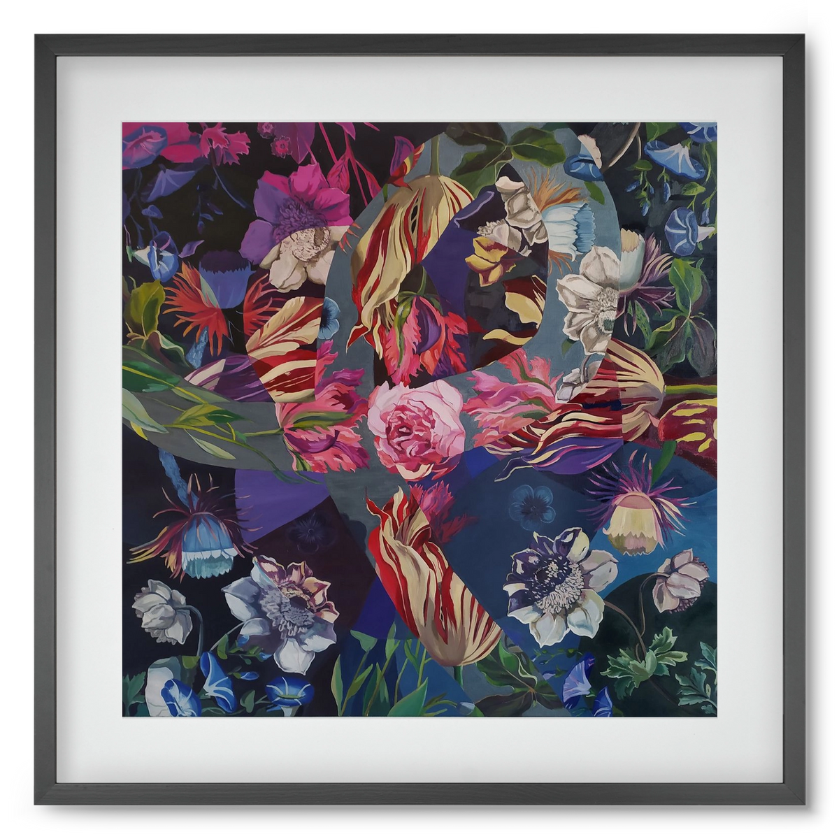 Flowers, 50x50 cm (40x40 cm), Fekete keret, paszpartuval