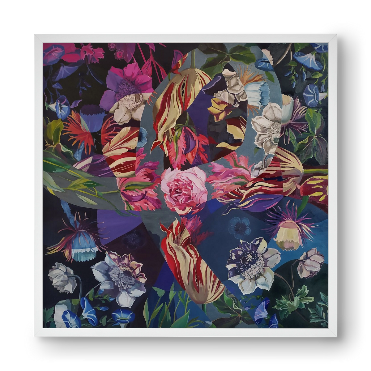 Flowers, 40x40 cm (40x40 cm), Fehér keret