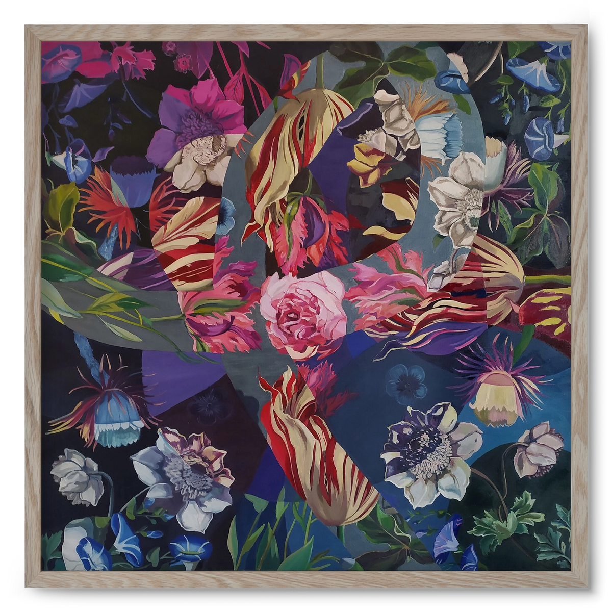 Flowers, 50x50 cm (50x50 cm), Tölgy keret