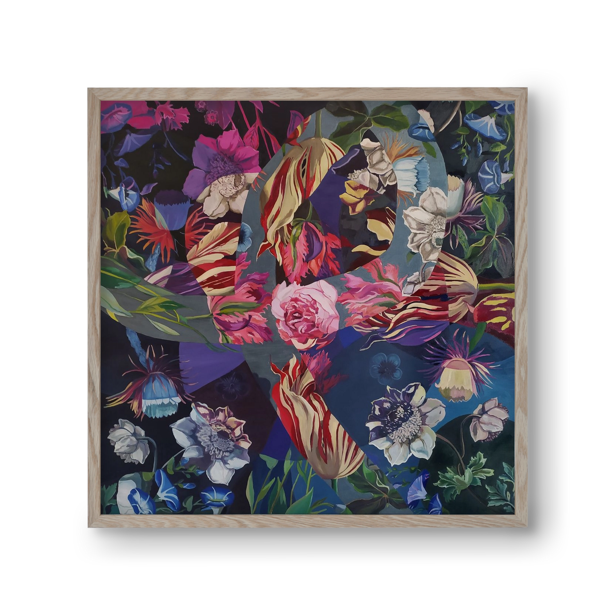 Flowers, 30x30 cm (30x30 cm), Tölgy keret