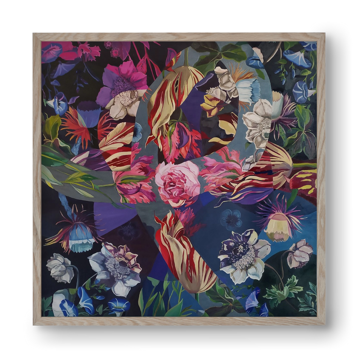 Flowers, 40x40 cm (40x40 cm), Tölgy keret