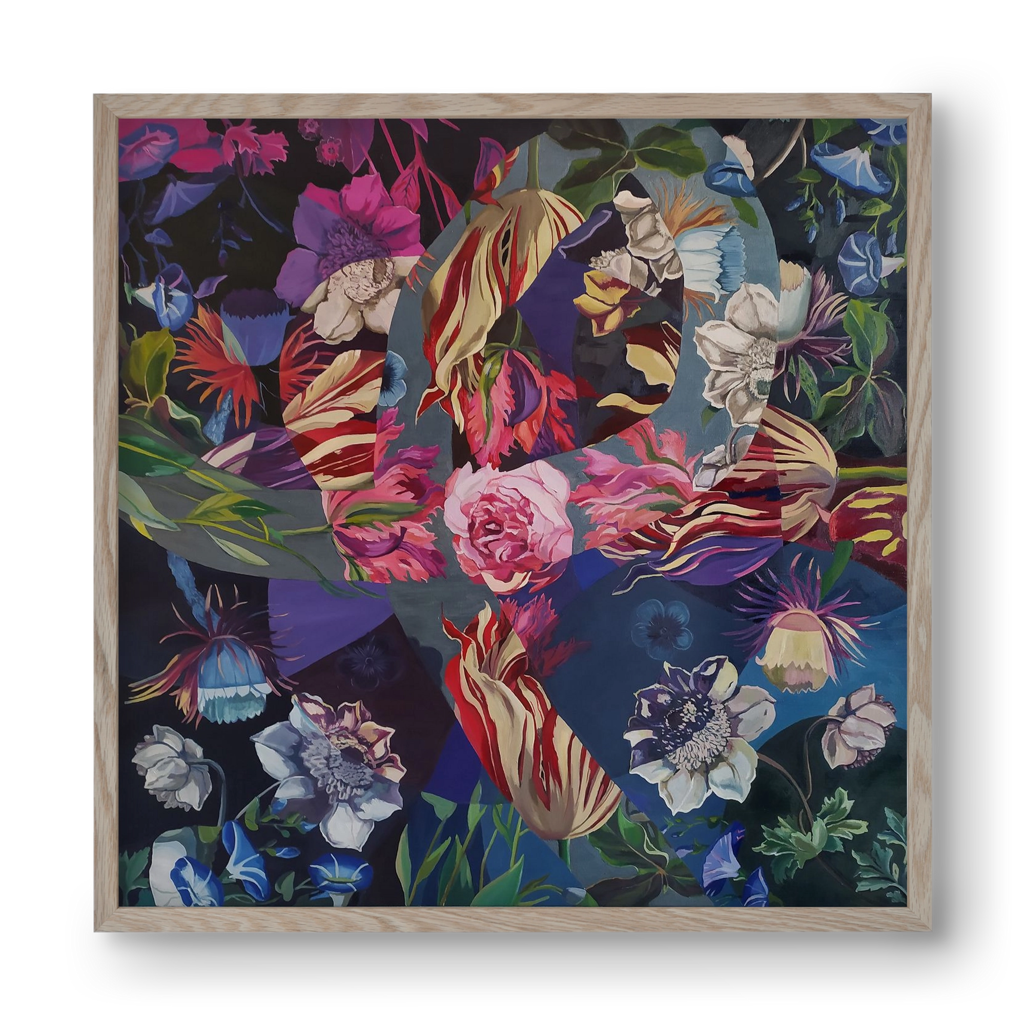 Flowers, 40x40 cm (40x40 cm), Tölgy keret