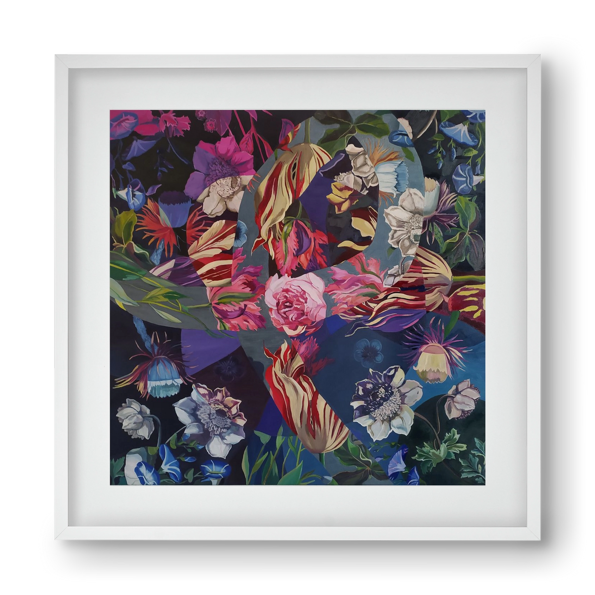 Flowers, 40x40 cm (30x30 cm), Fehér keret, paszpartuval
