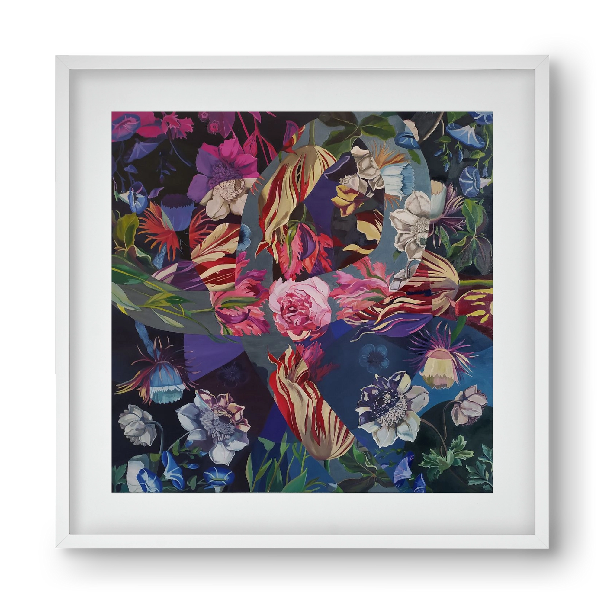 Flowers, 40x40 cm (30x30 cm), Fehér keret, paszpartuval