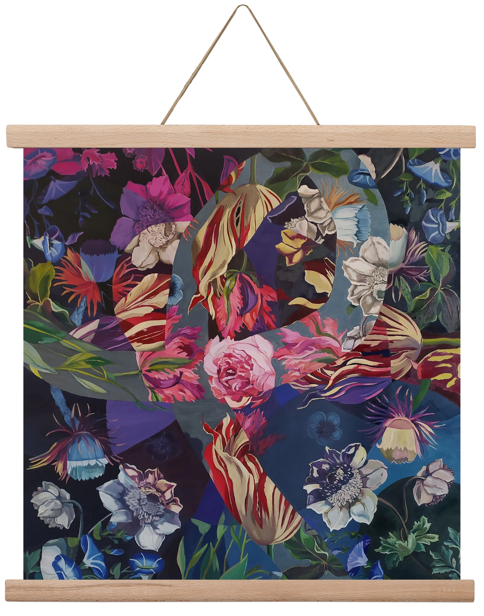 Flowers, 40x40 cm (40x40 cm), Tölgy akasztó