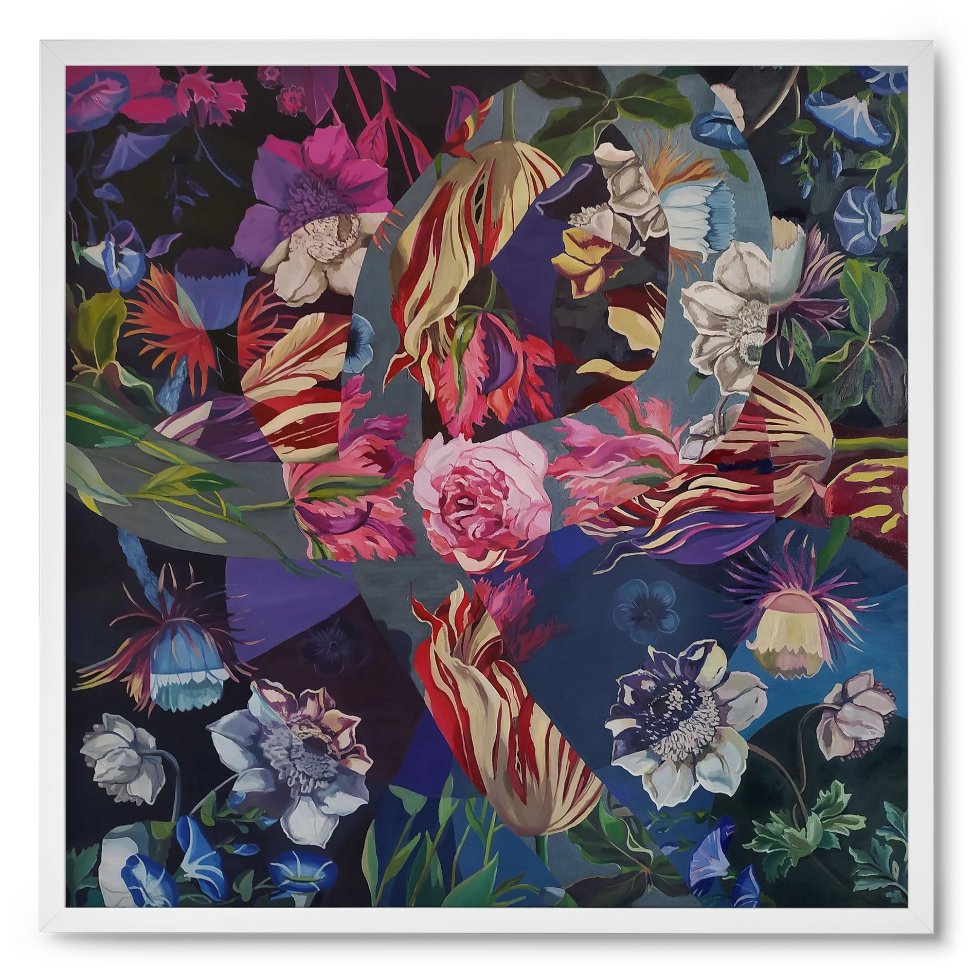 Flowers, 50x50 cm (50x50 cm), Fehér keret