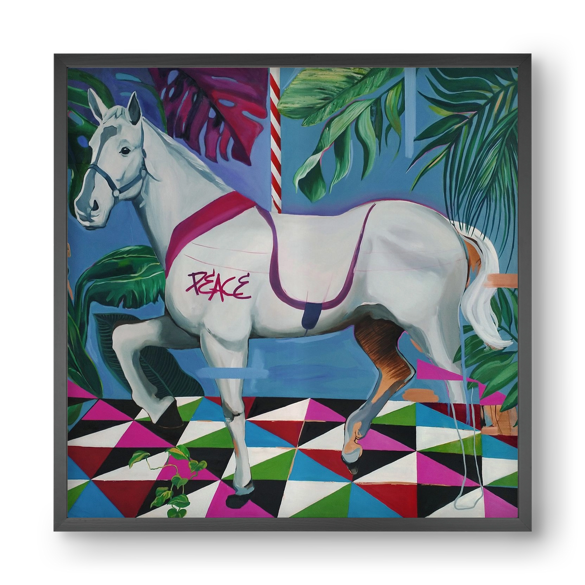 Djungel ló, 40x40 cm (40x40 cm), Fekete keret