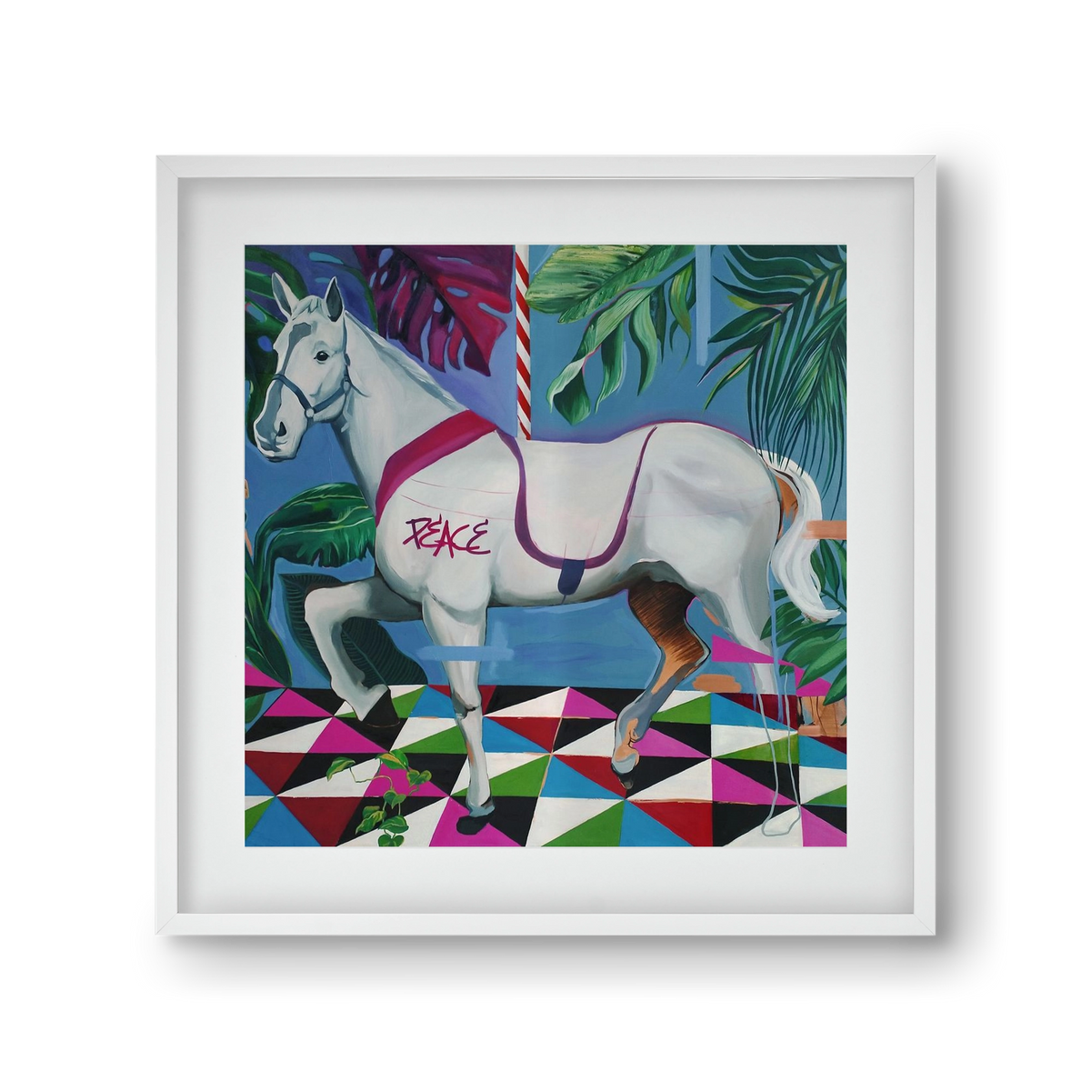 Djungel ló, 30x30 cm (20x20 cm), Fehér keret, paszpartuval