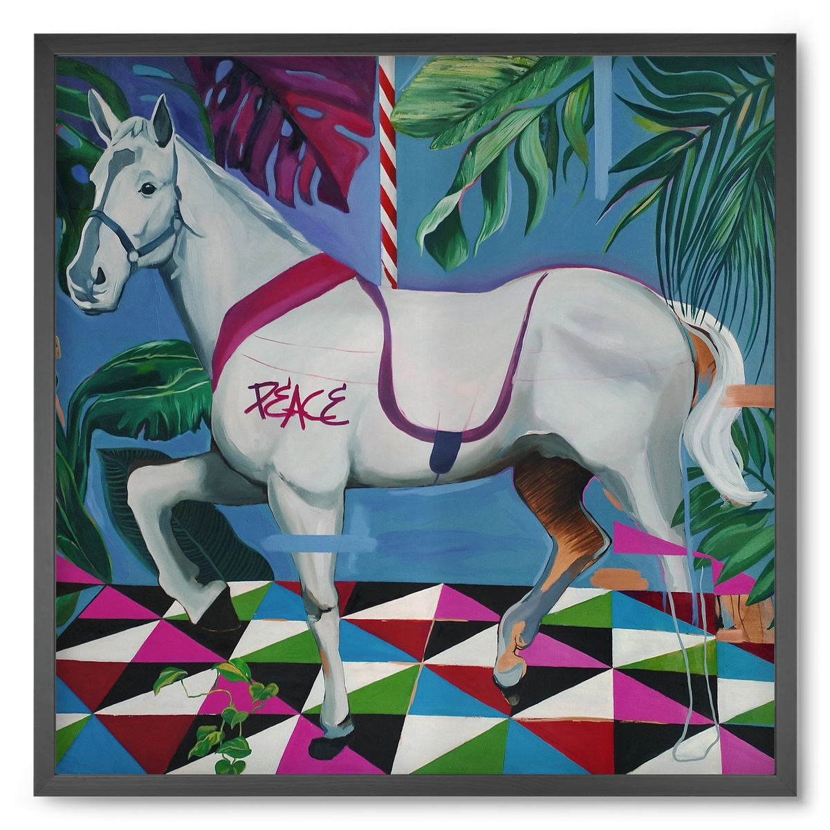 Djungel ló, 50x50 cm (50x50 cm), Fekete keret