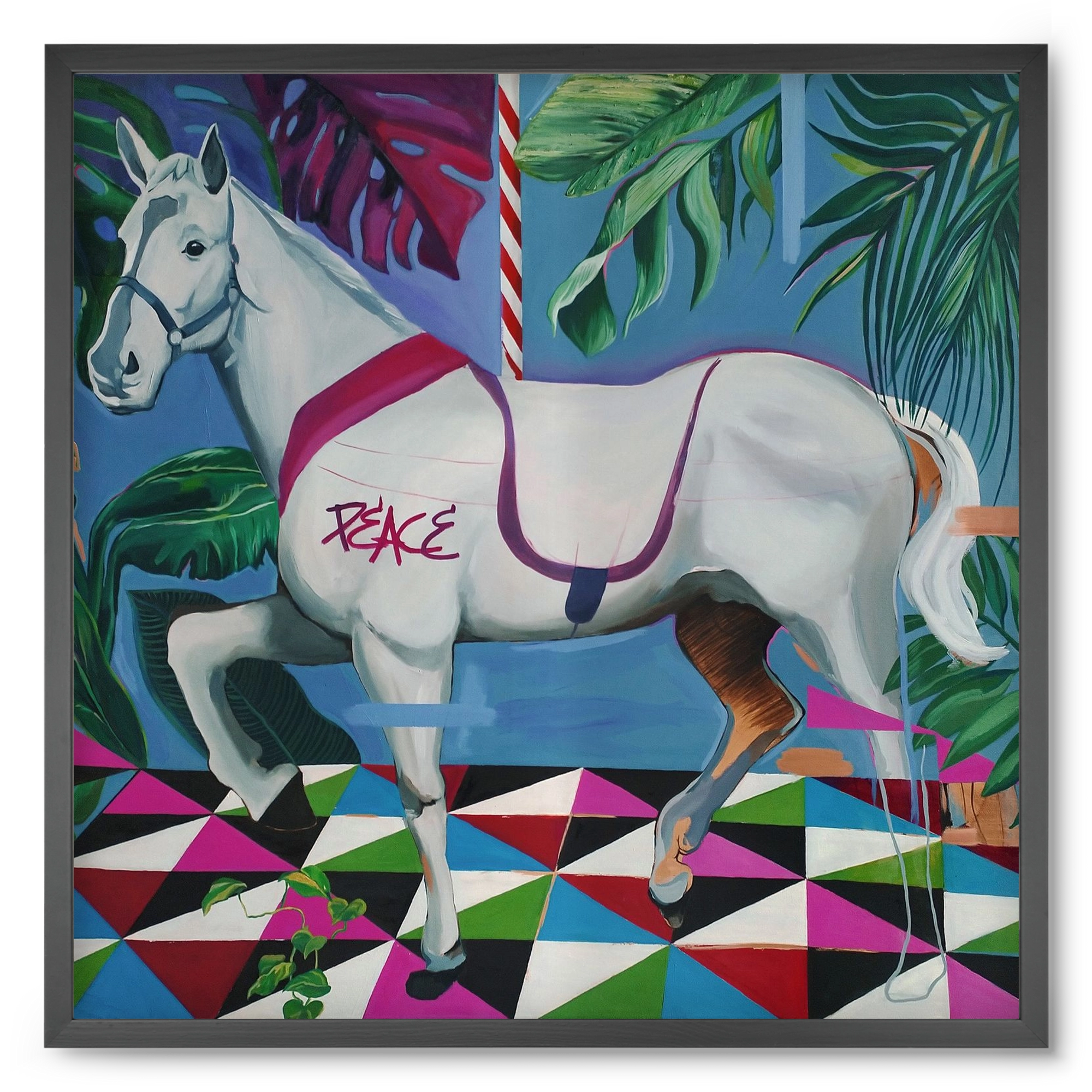 Djungel ló, 50x50 cm (50x50 cm), Fekete keret