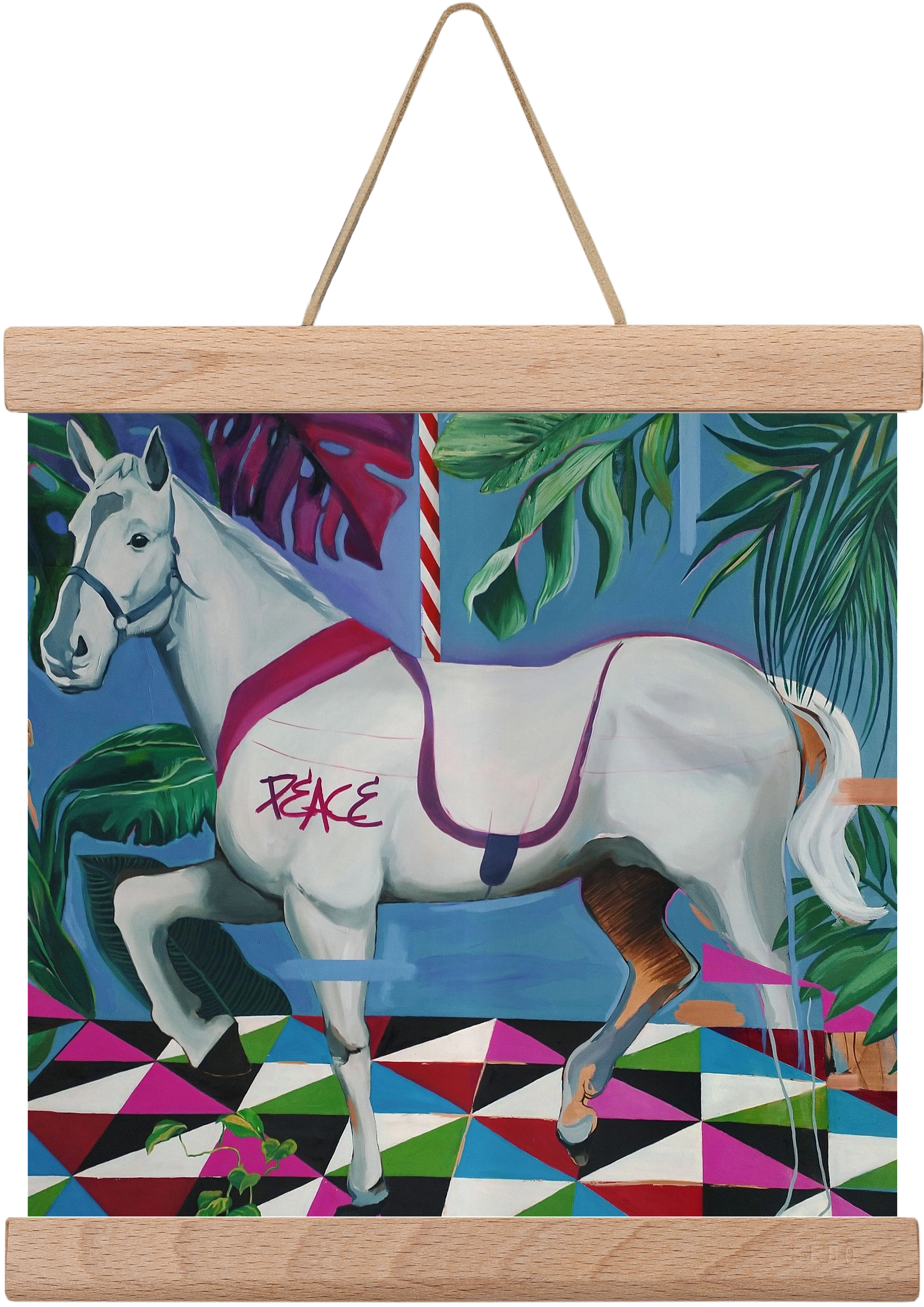 Djungel ló, 20x20 cm (20x20 cm), Tölgy akasztó