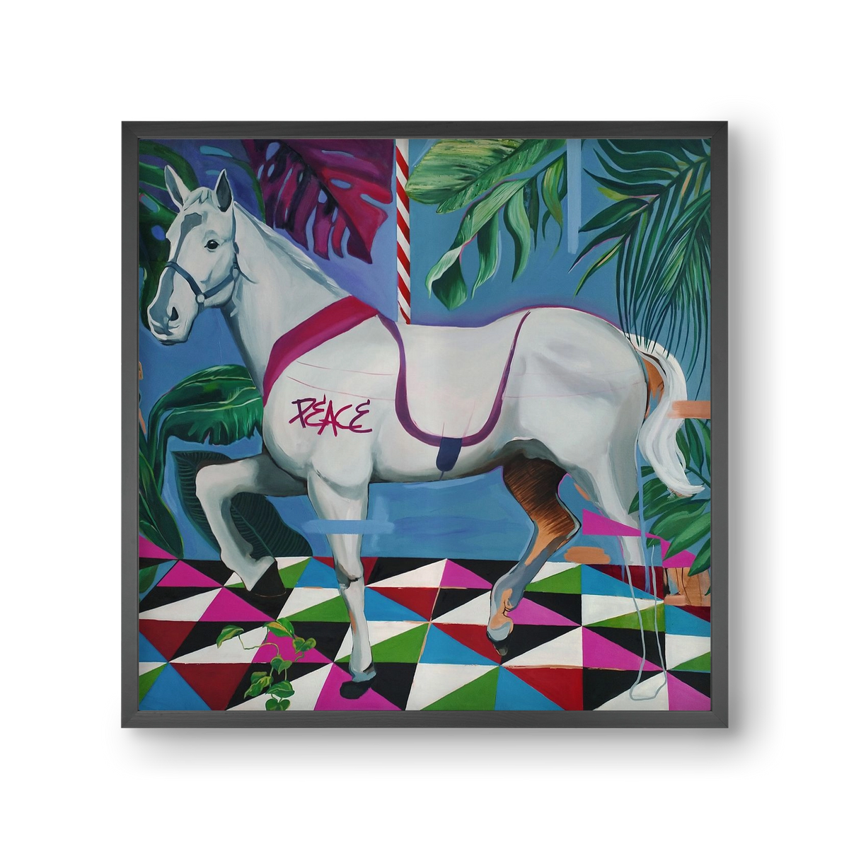 Djungel ló, 30x30 cm (30x30 cm), Fekete keret