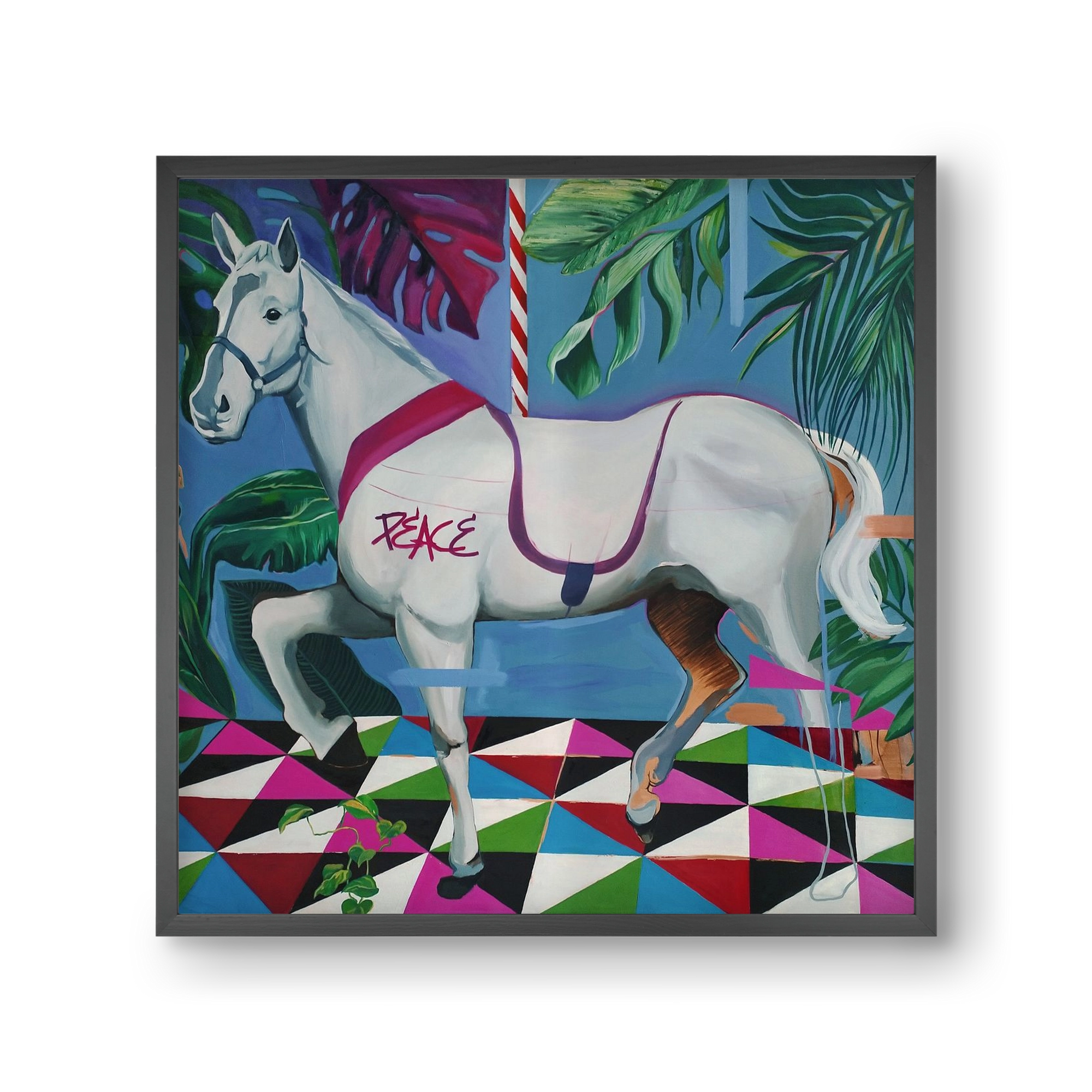 Djungel ló, 30x30 cm (30x30 cm), Fekete keret