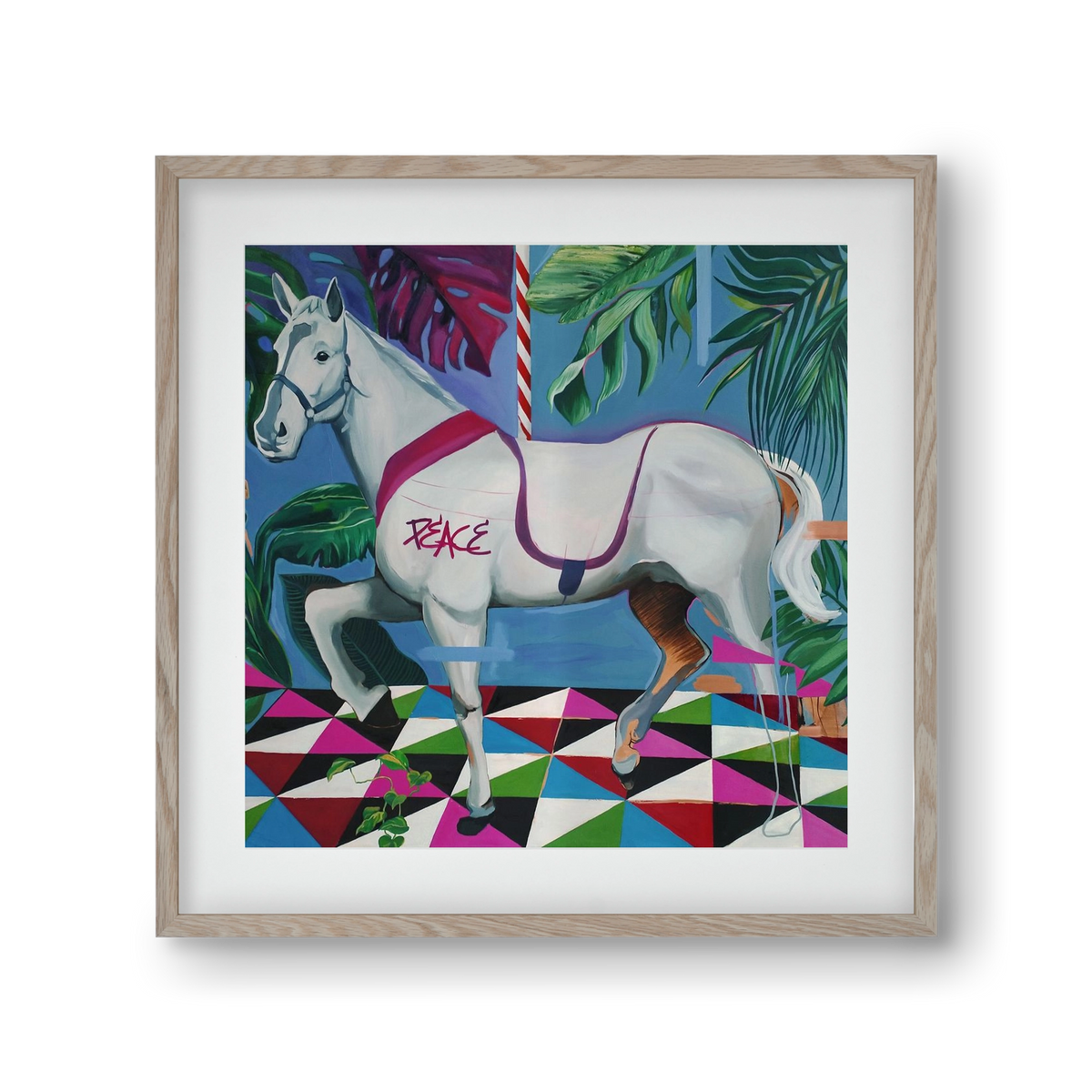 Djungel ló, 30x30 cm (20x20 cm), Tölgy keret, paszpartuval