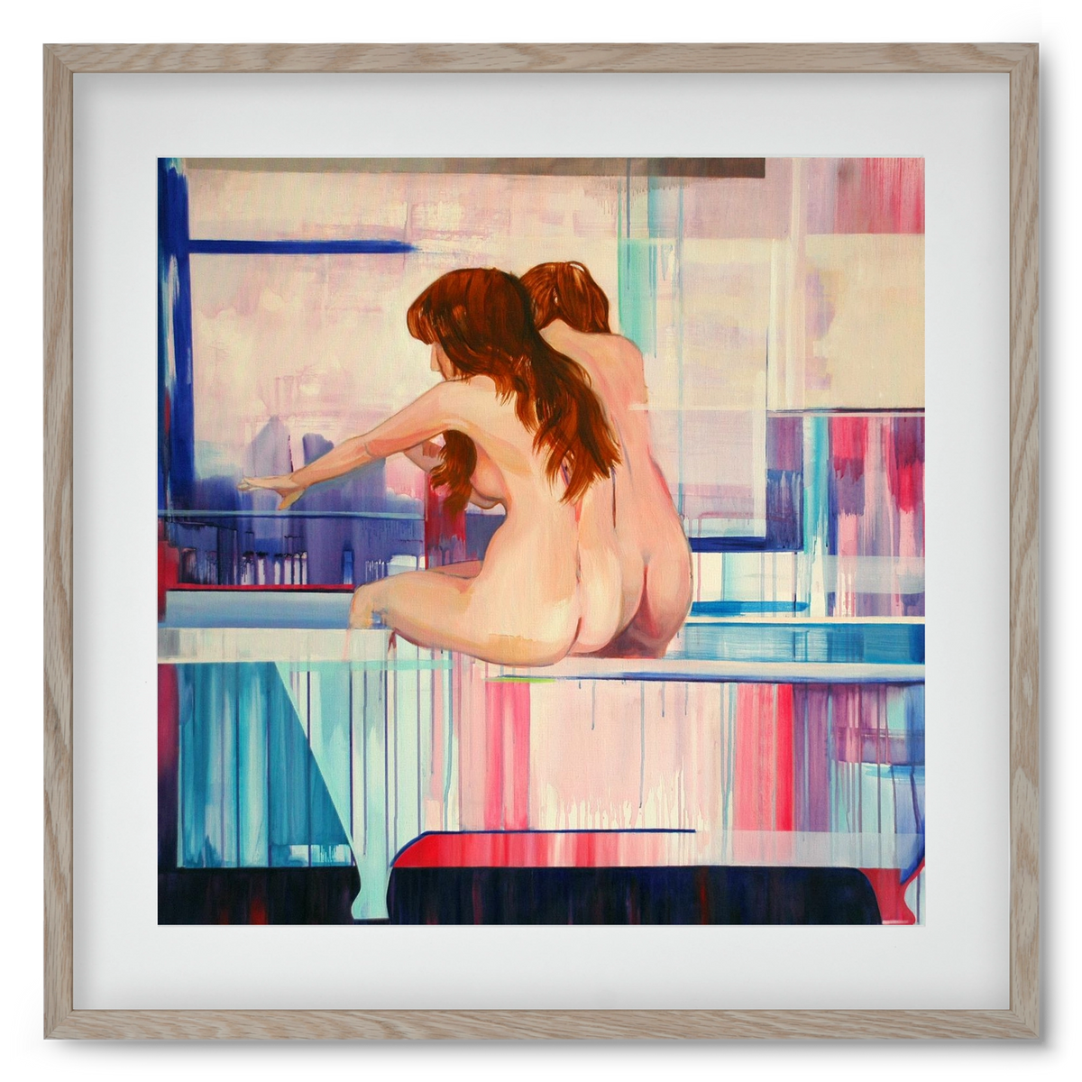 Nő háttal, 50x50 cm (40x40 cm), Tölgy keret, paszpartuval