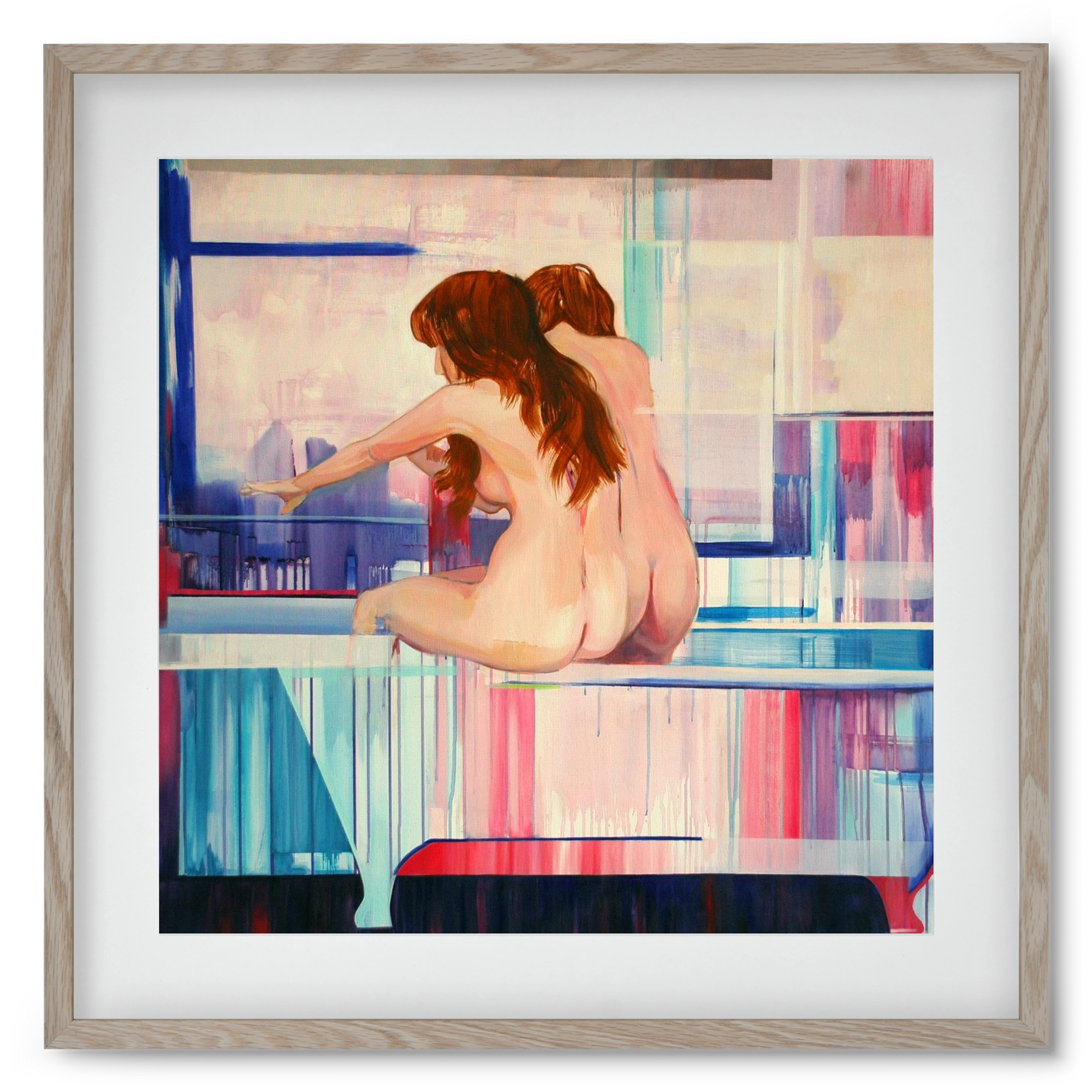 Nő háttal, 50x50 cm (40x40 cm), Tölgy keret, paszpartuval