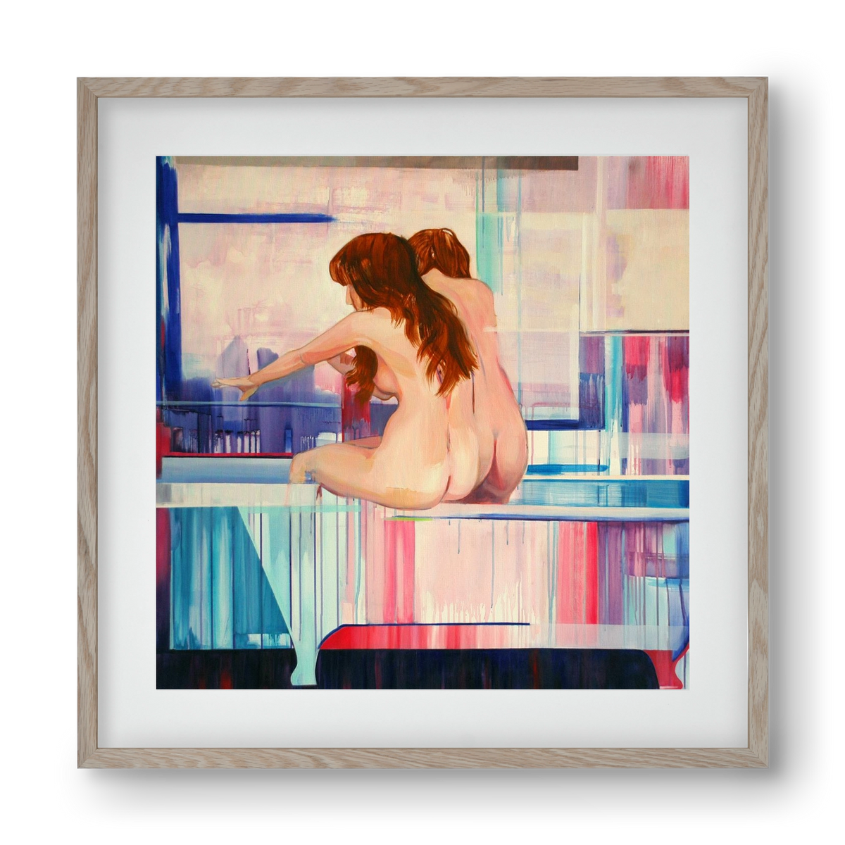 Nő háttal, 40x40 cm (30x30 cm), Tölgy keret, paszpartuval