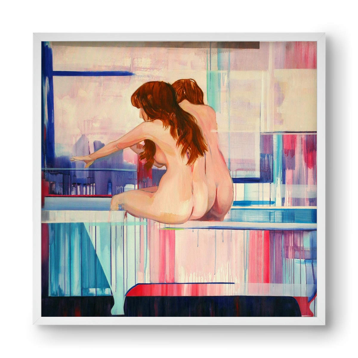 Nő háttal, 40x40 cm (40x40 cm), Fehér keret