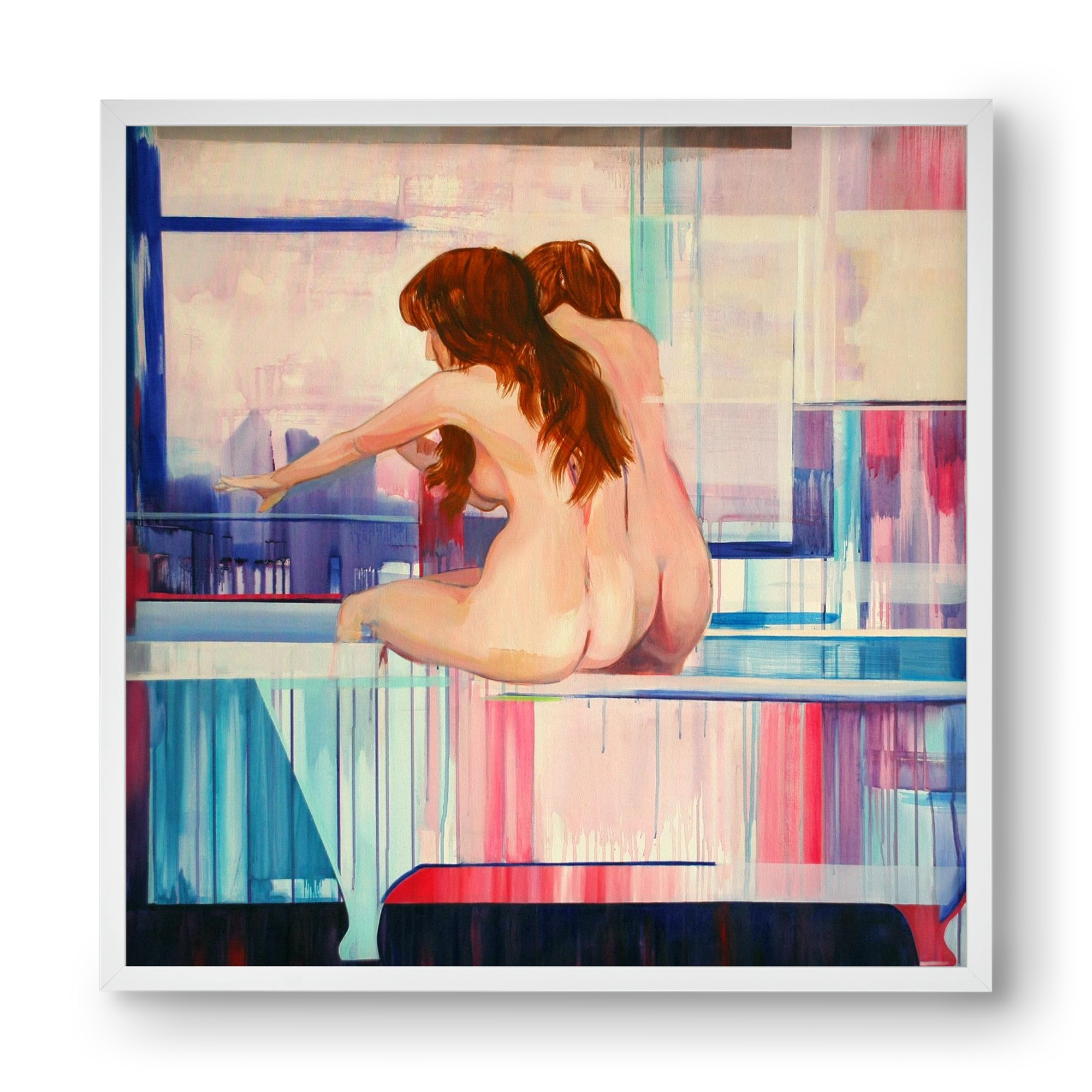 Nő háttal, 40x40 cm (40x40 cm), Fehér keret