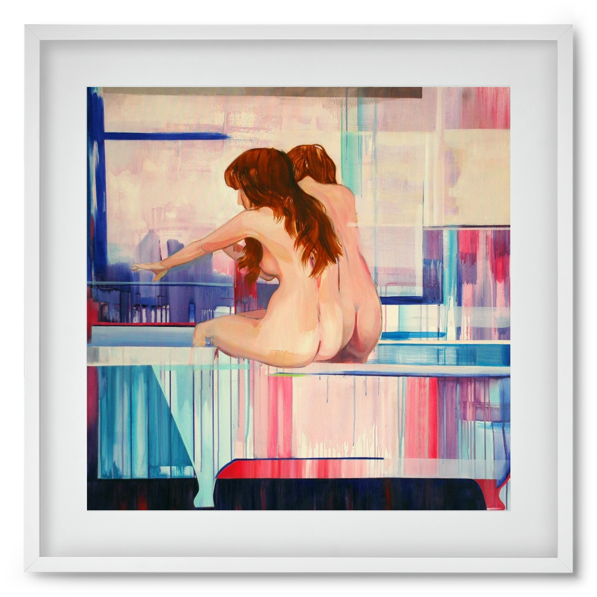 Nő háttal, 50x50 cm (40x40 cm), Fehér keret, paszpartuval