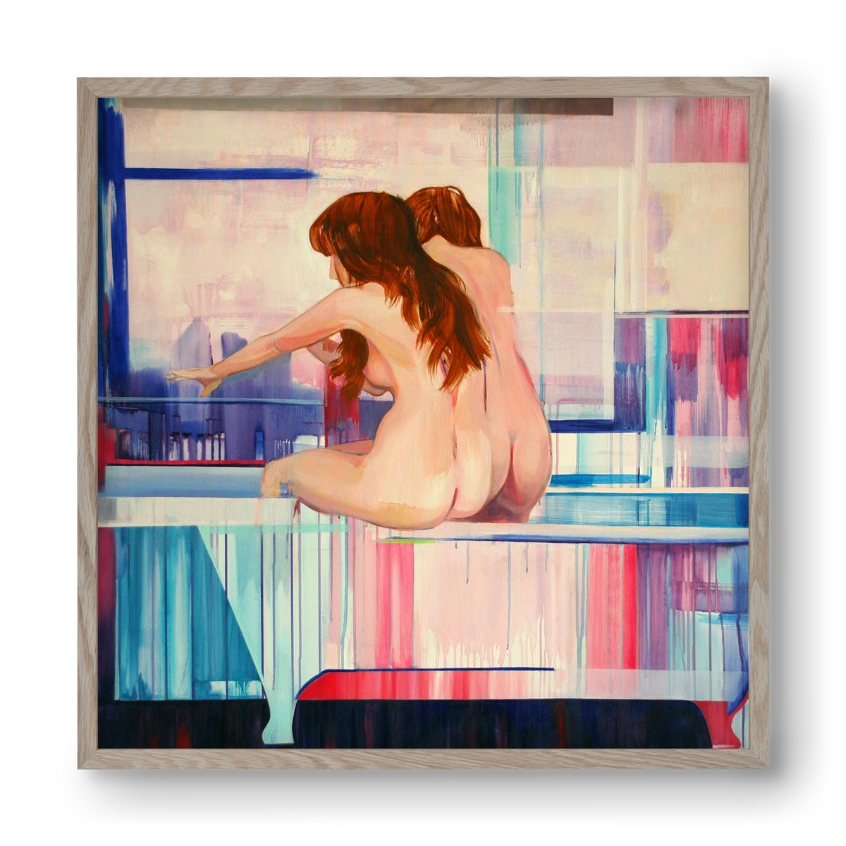 Nő háttal, 40x40 cm (40x40 cm), Tölgy keret