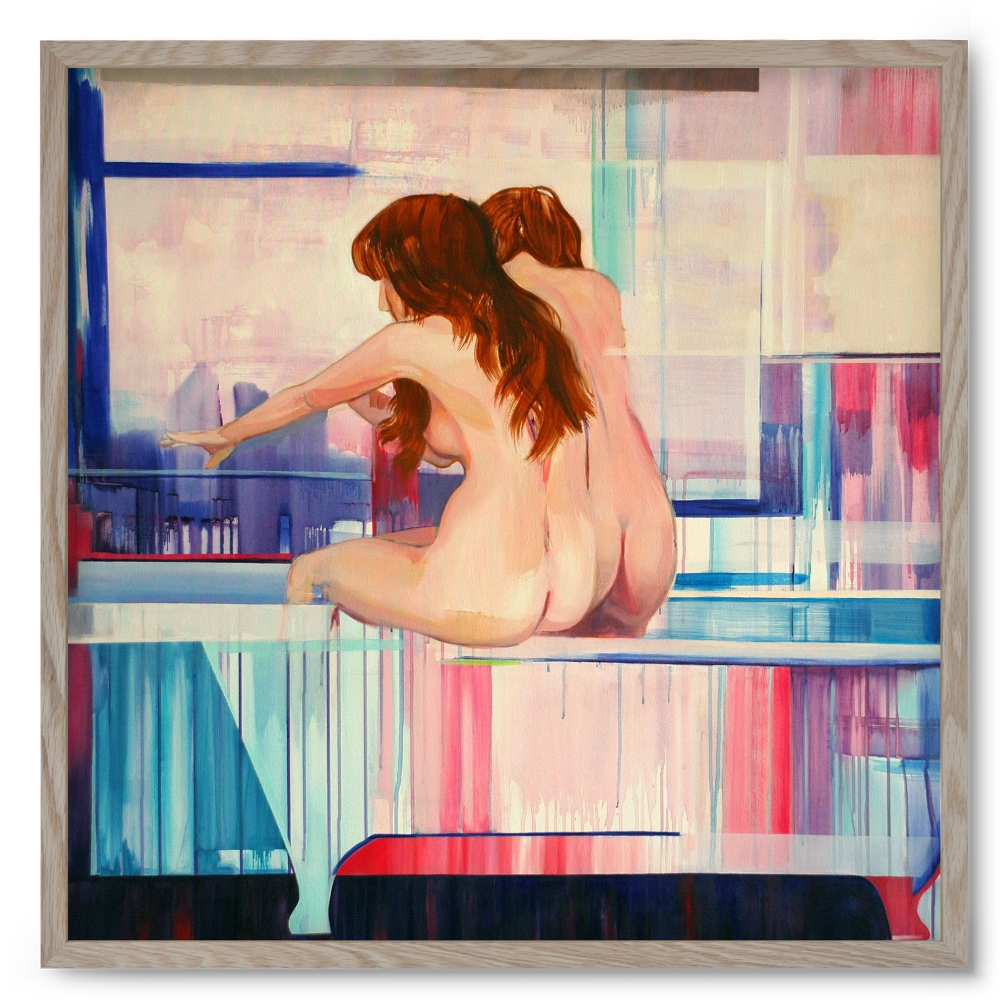 Nő háttal, 50x50 cm (50x50 cm), Tölgy keret