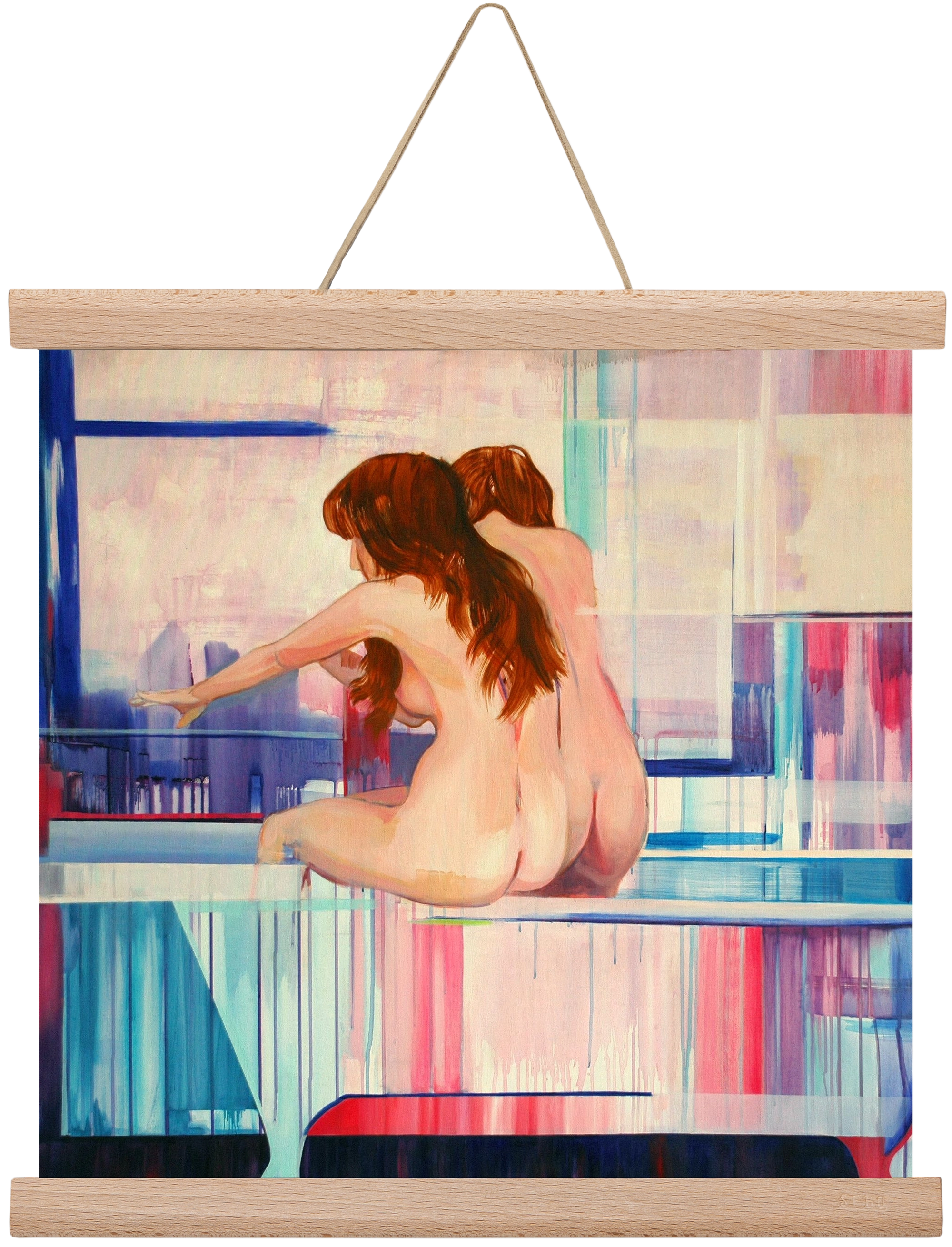 Nő háttal, 30x30 cm (30x30 cm), Tölgy akasztó