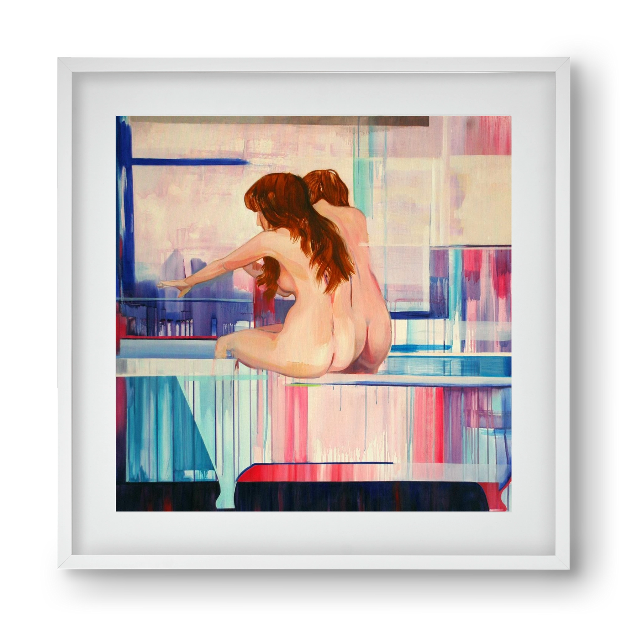 Nő háttal, 40x40 cm (30x30 cm), Fehér keret, paszpartuval