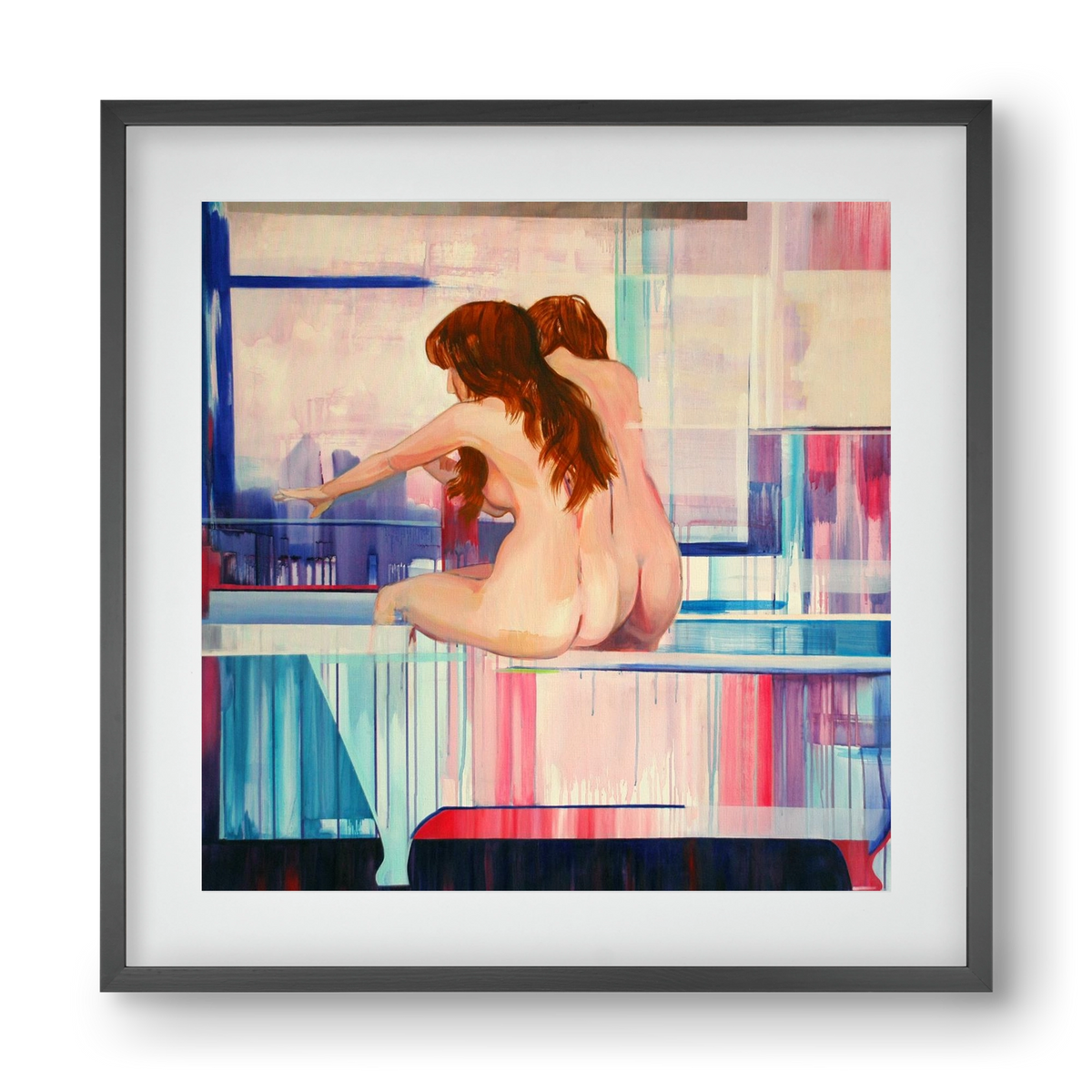 Nő háttal, 40x40 cm (30x30 cm), Fekete keret, paszpartuval