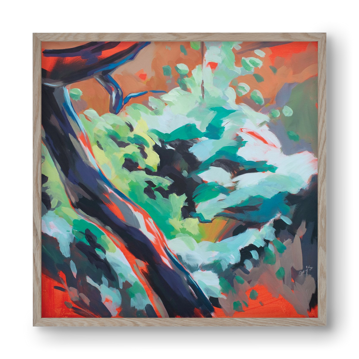 The garden, 40x40 cm (40x40 cm), Tölgy keret