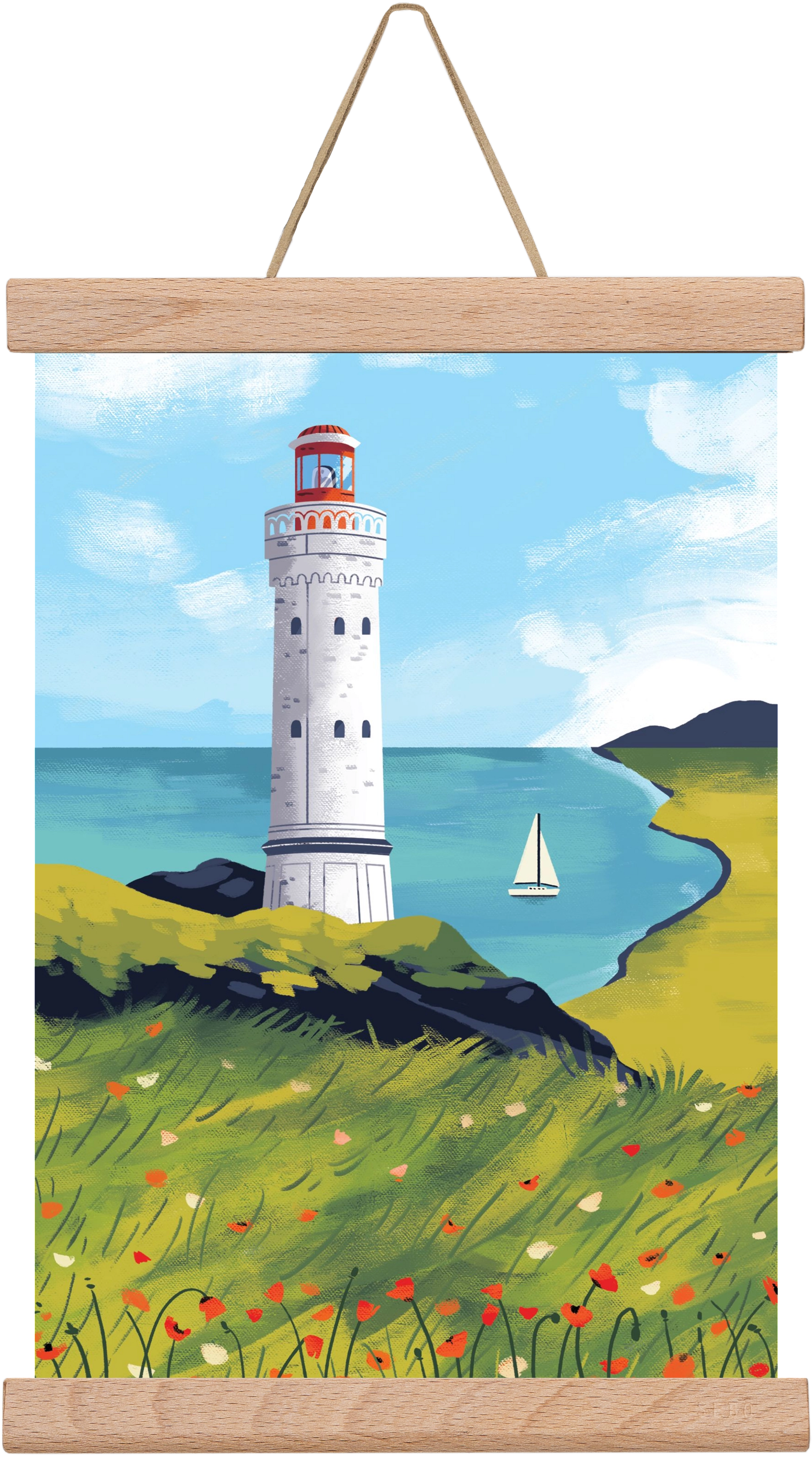 Pipacs mező, 20x30 cm (20x30 cm), Tölgy akasztó