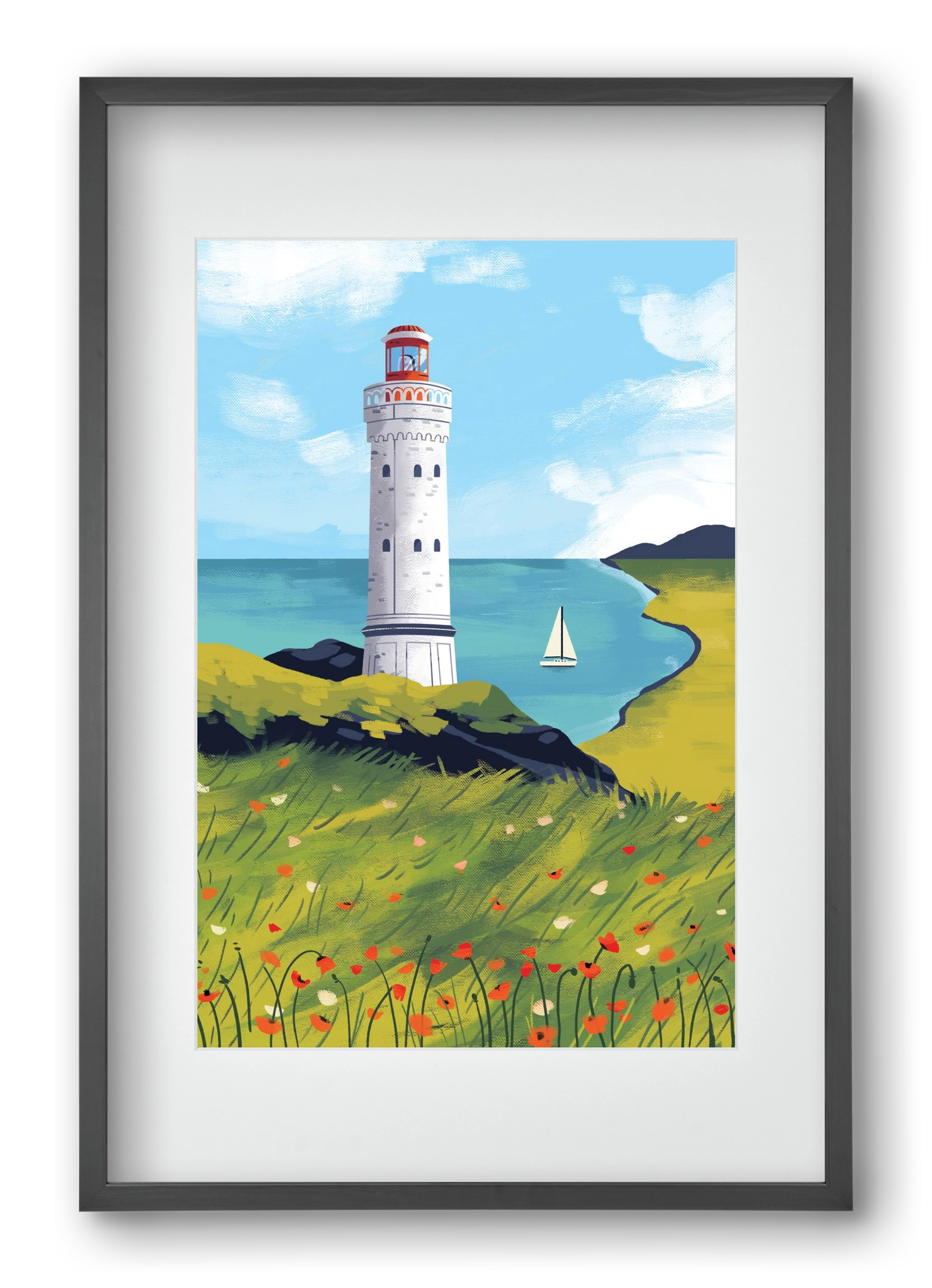 Pipacs mező, 40x60 cm (30x45 cm), Fekete keret, paszpartuval