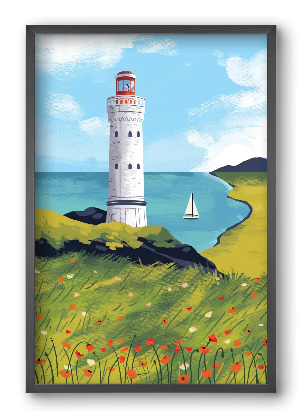 Pipacs mező, 40x60 cm (40x60 cm), Fekete keret