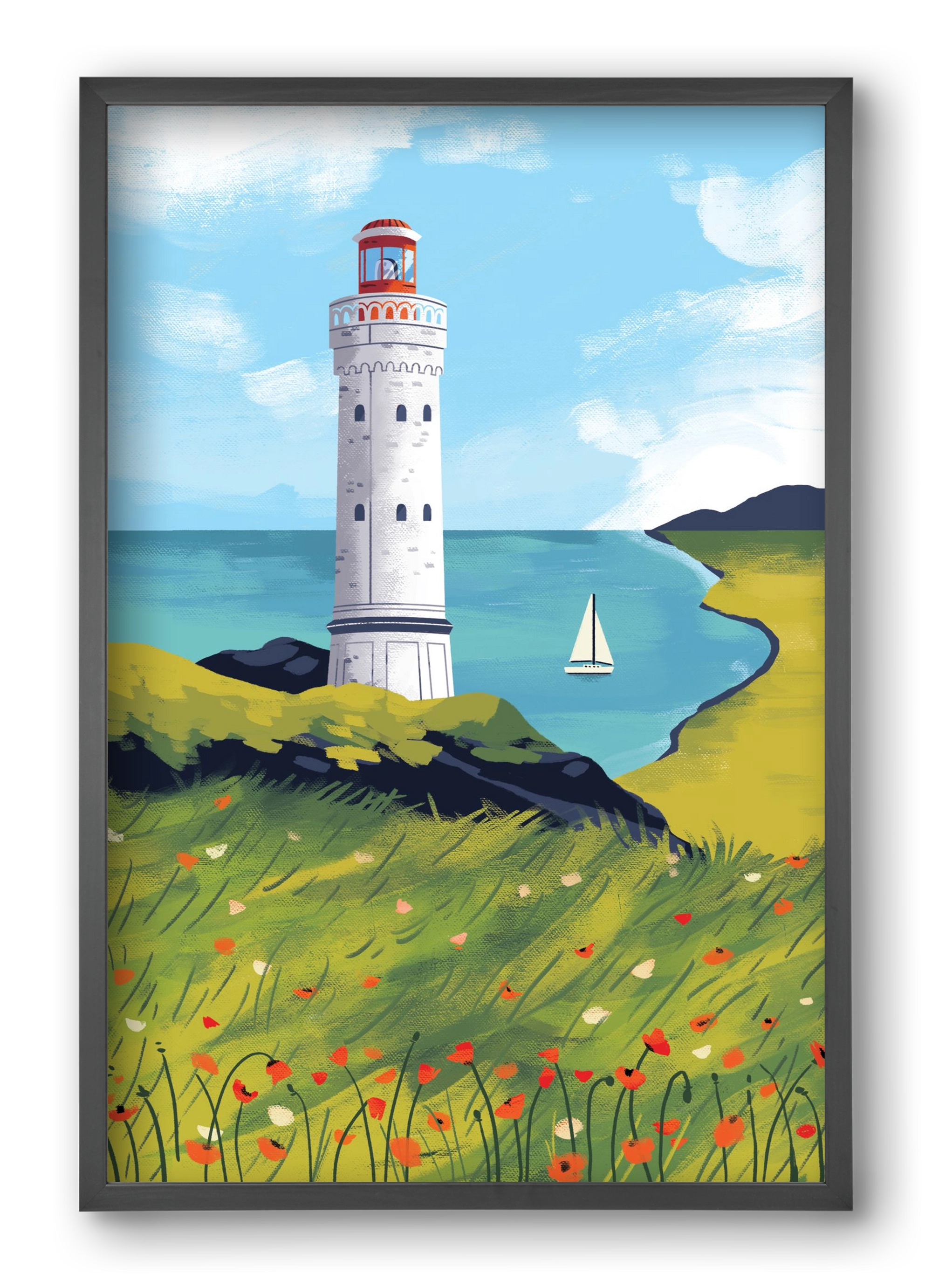 Pipacs mező, 40x60 cm (40x60 cm), Fekete keret