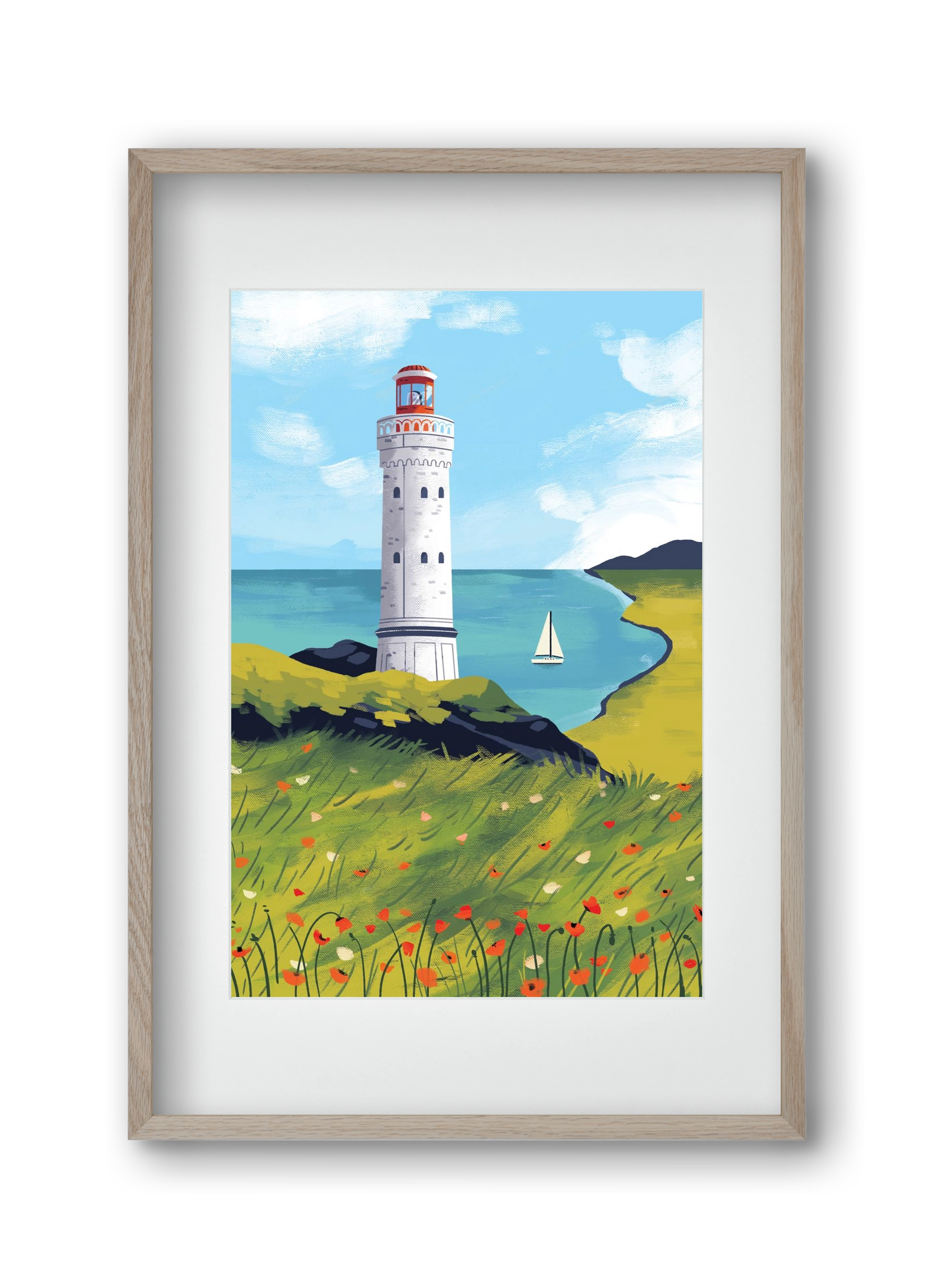 Pipacs mező, 30x45 cm (20x30 cm), Tölgy keret, paszpartuval